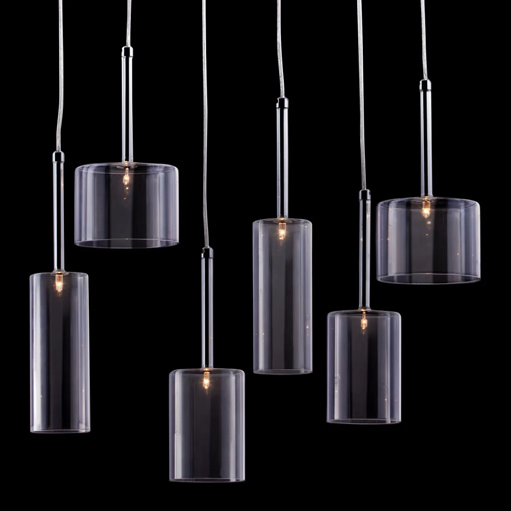 Silver Kitchen Island Six Light Metal LED Ceiling Light With Shades By Homeroots - Image 8