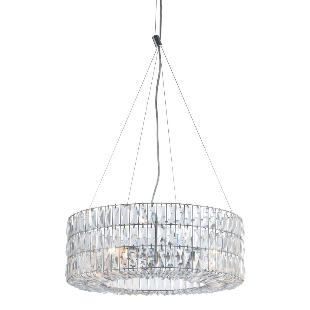 Silver Lantern Metal Chandelier With Silver Shades By Homeroots - Image 5