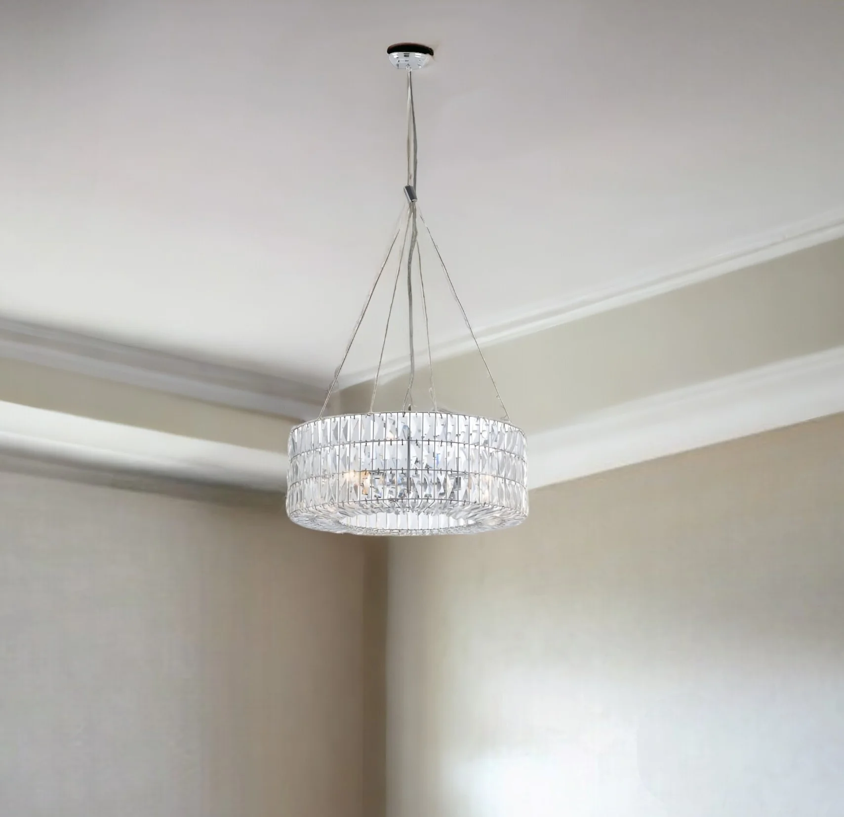 Silver Lantern Metal Chandelier With Silver Shades By Homeroots - Image 6