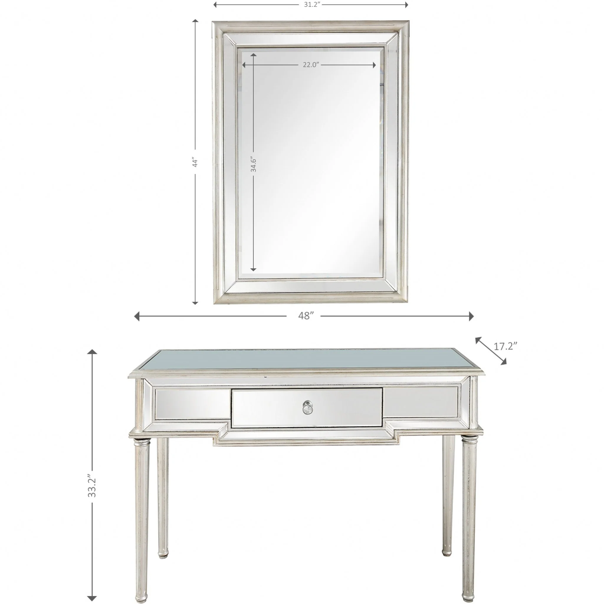 Silver Leaf Antiqued Mirror and Console Table By Homeroots - Image 8