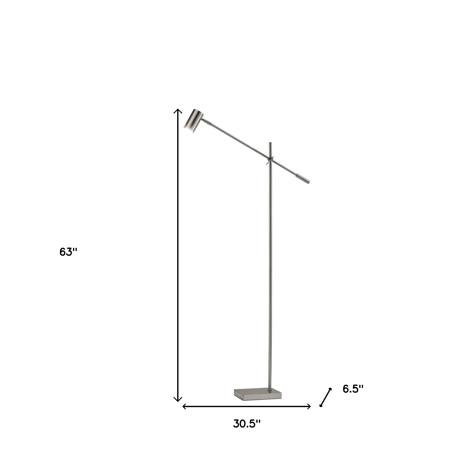 Silver LED Task Floor Lamp With Silver Metal Drum Shade By Homeroots - Image 7