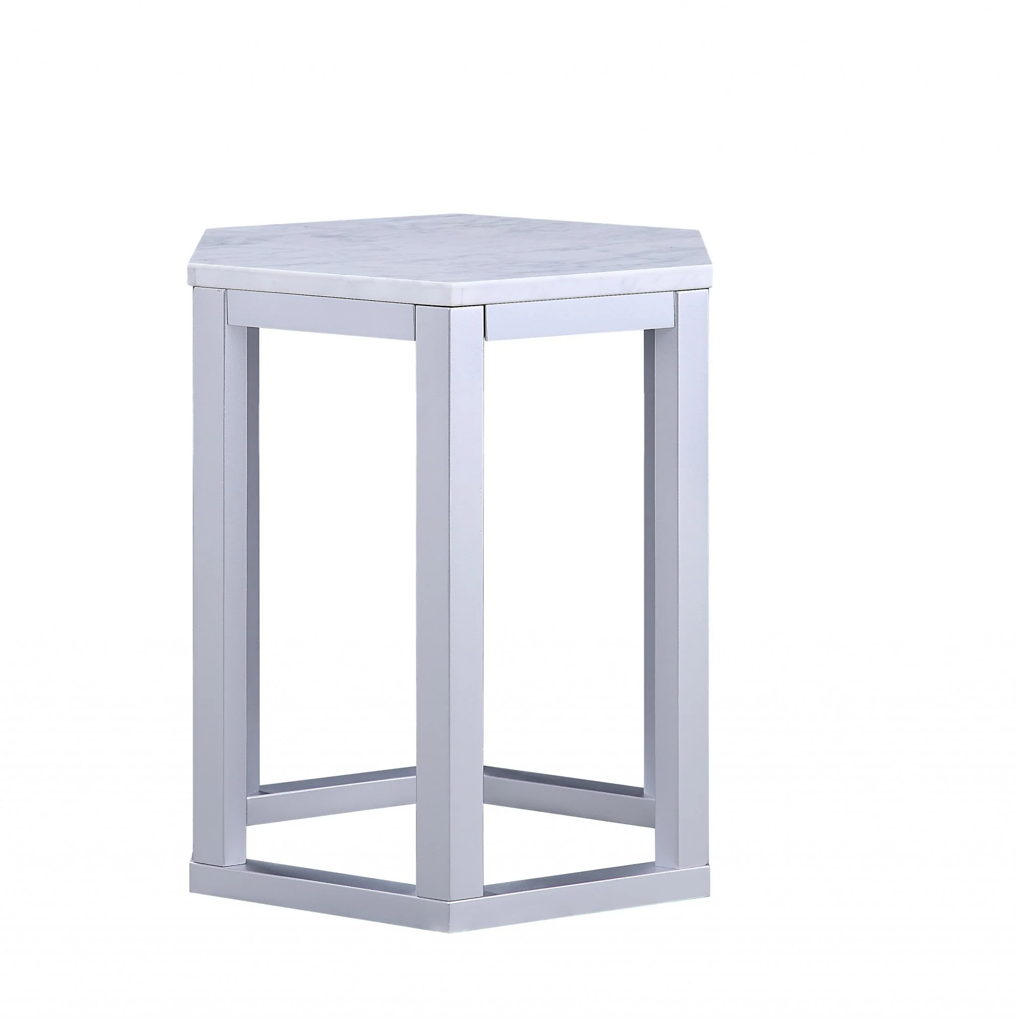 Silver Marble Wood 2Pc Pk End Table By Homeroots - Image 2