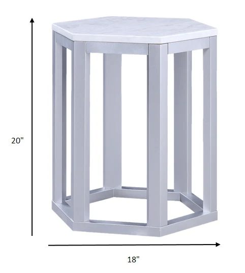 Silver Marble Wood 2Pc Pk End Table By Homeroots - Image 5