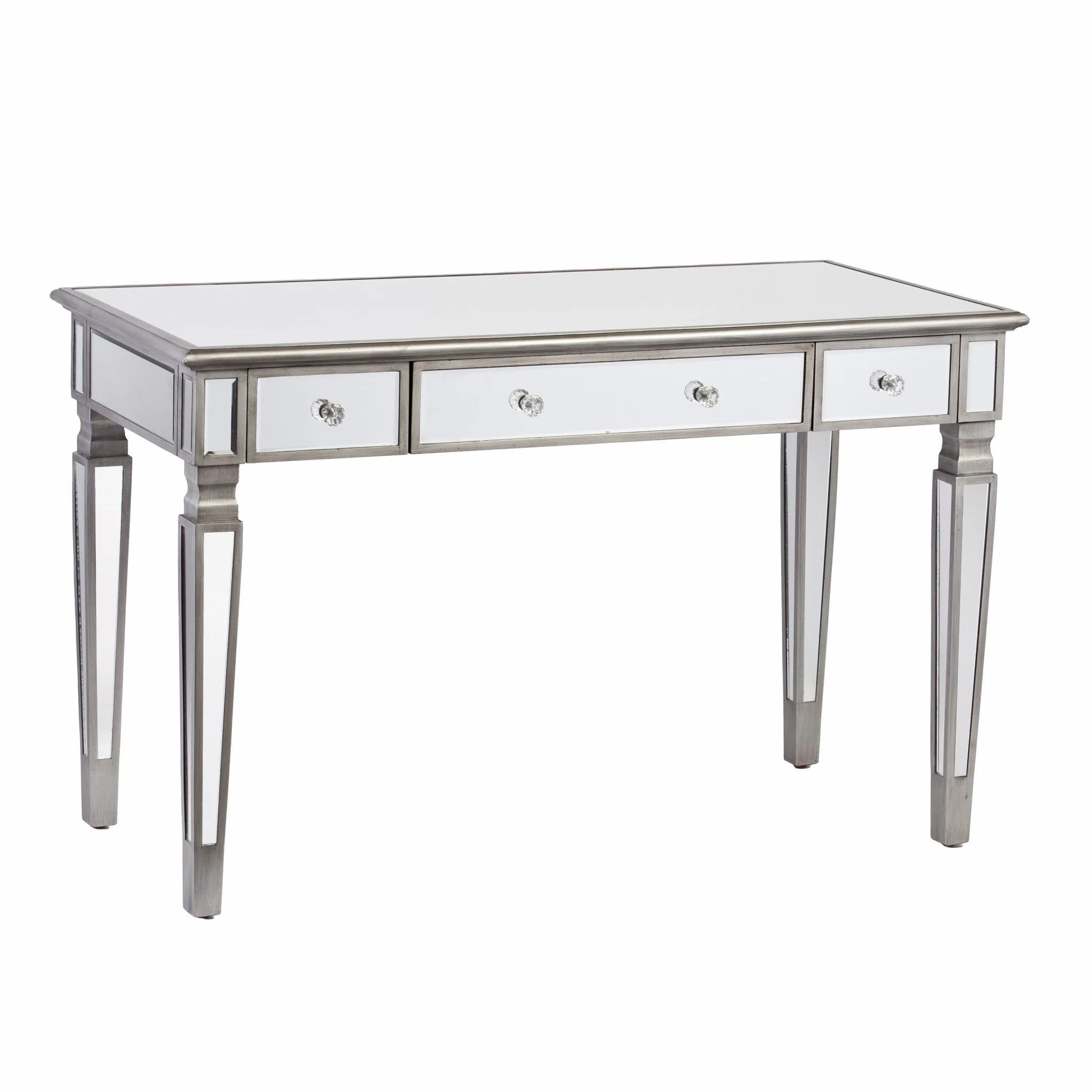 Silver Matte Mirrored Writing Desk By Homeroots - Image 3