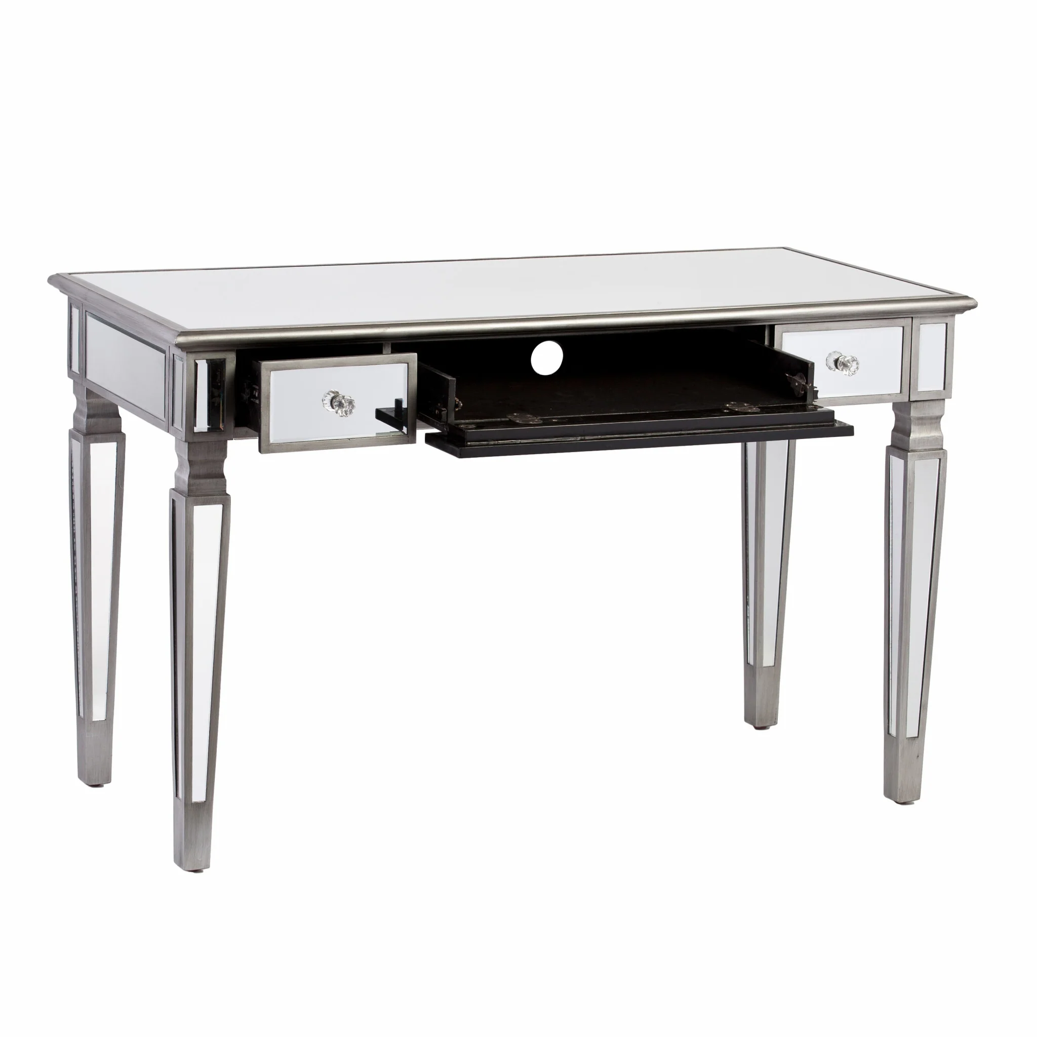 Silver Matte Mirrored Writing Desk By Homeroots - Image 4