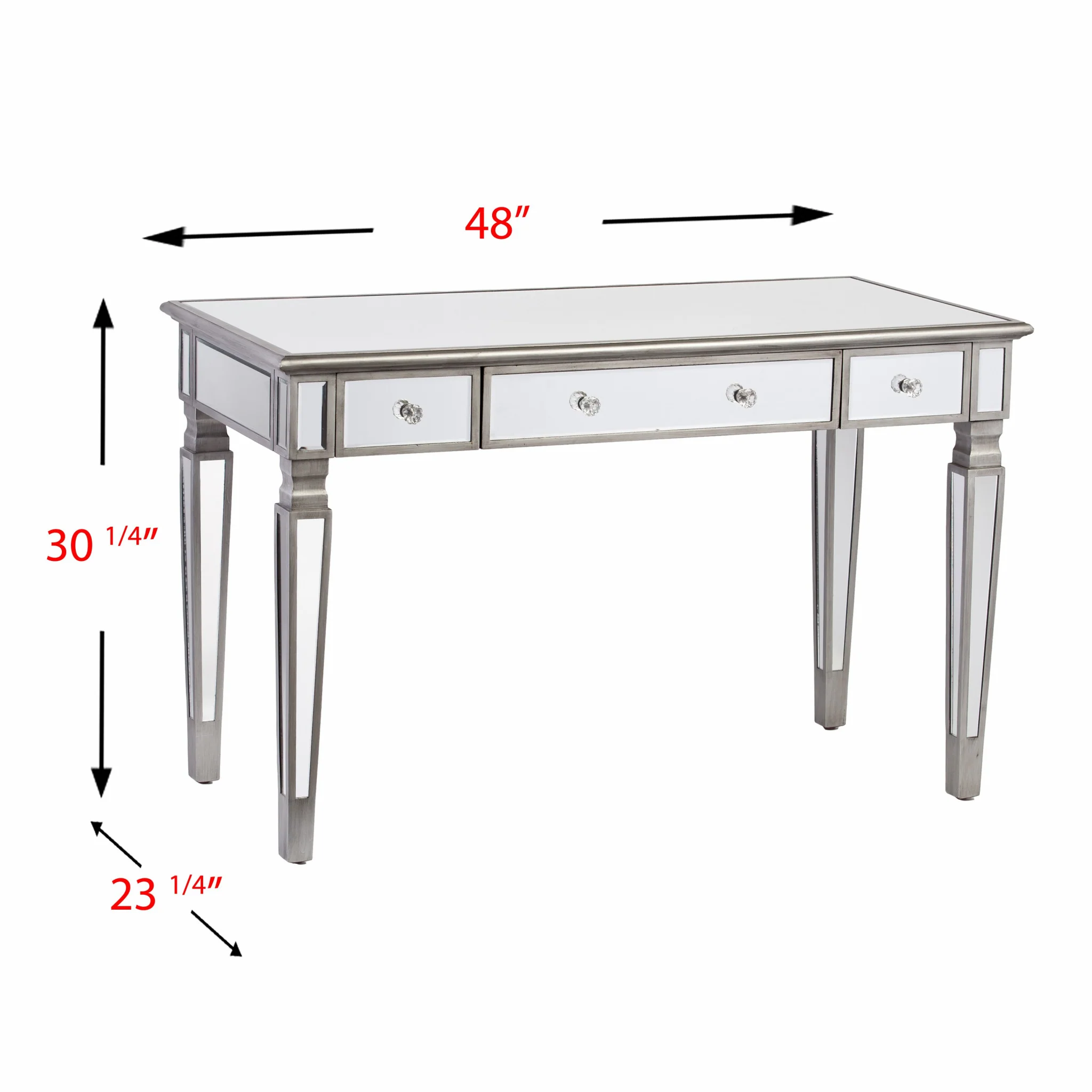 Silver Matte Mirrored Writing Desk By Homeroots - Image 6