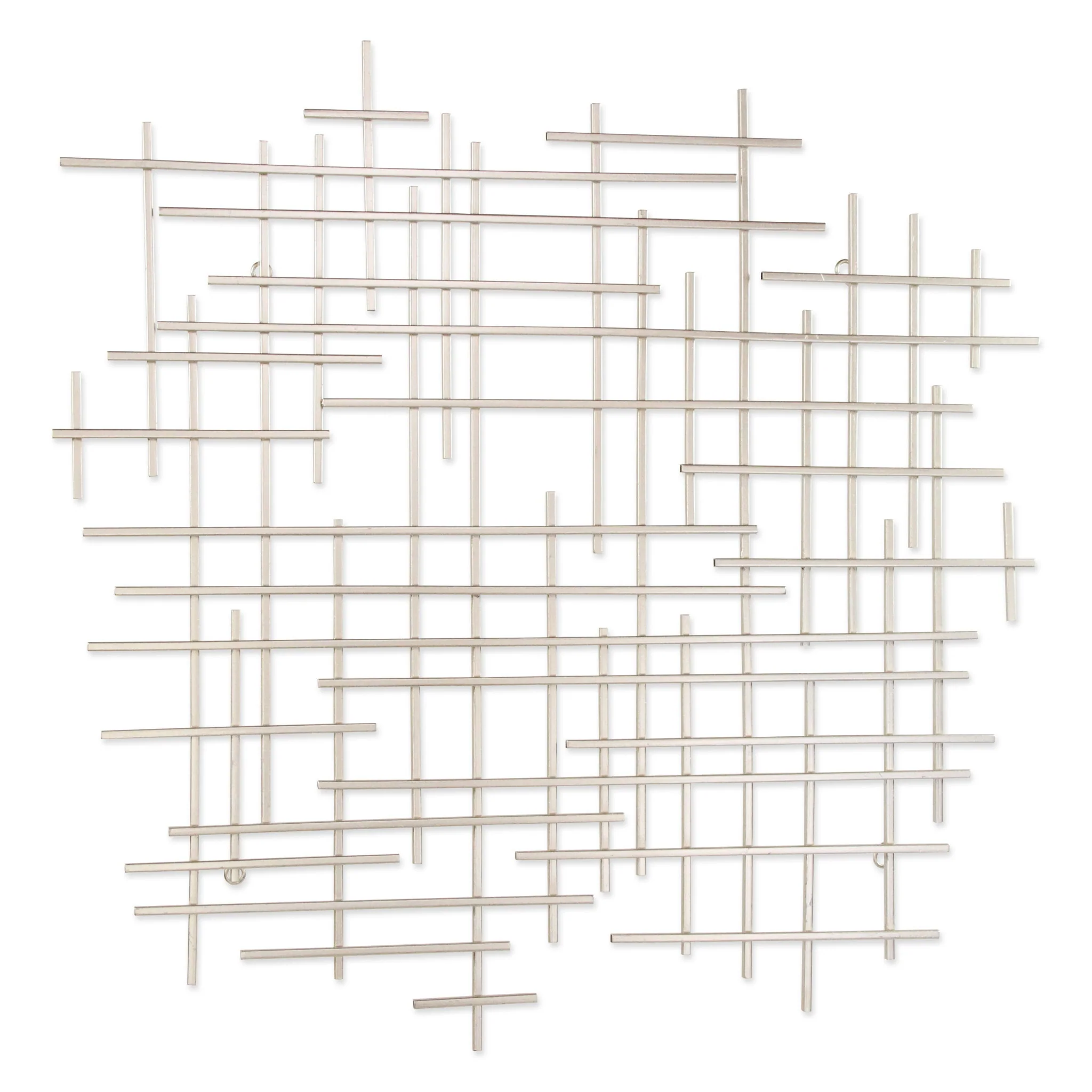 Silver Metal Abstract Lines Hanging Dimensional Sculpture By Homeroots - Image 2