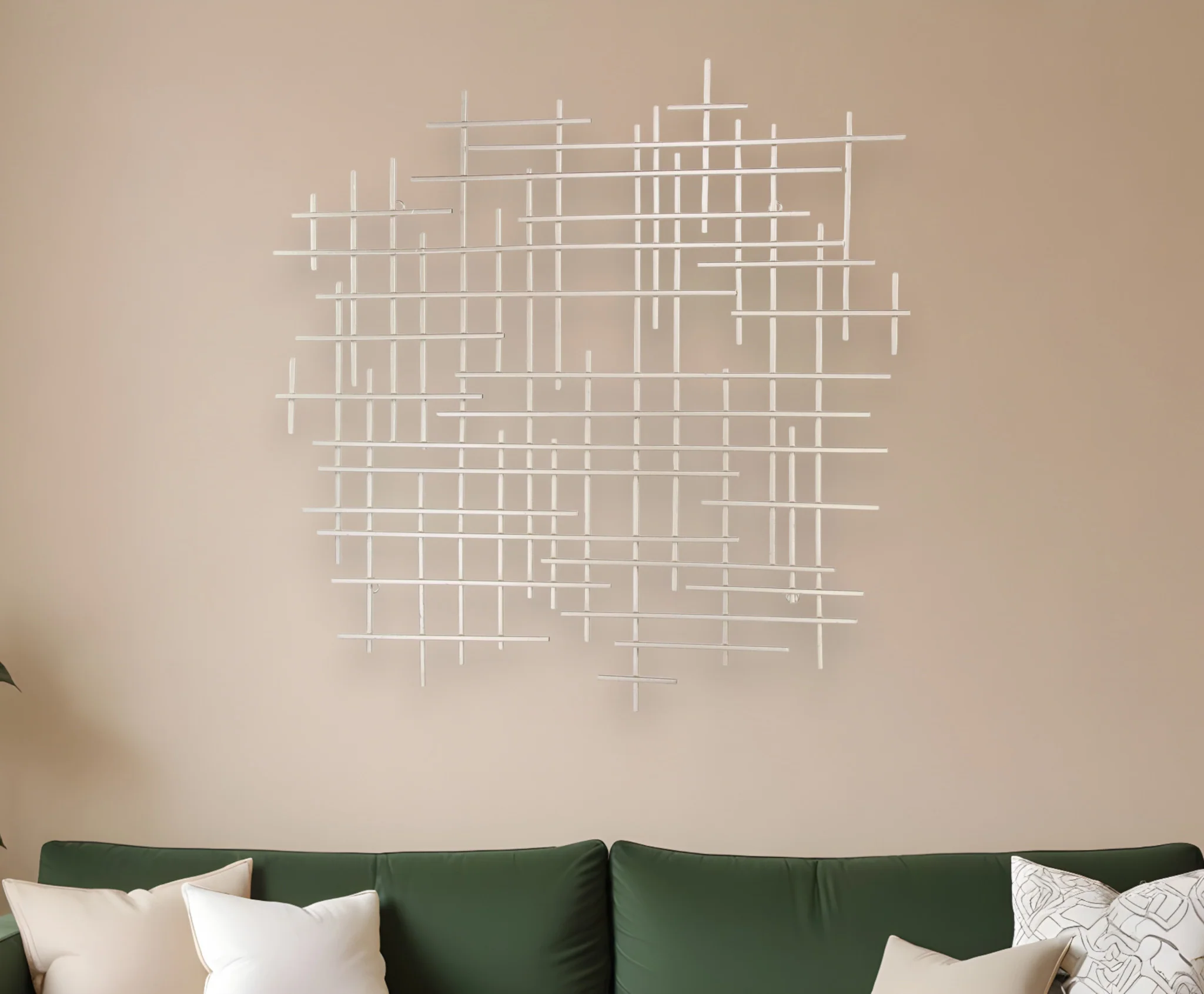 Silver Metal Abstract Lines Hanging Dimensional Sculpture By Homeroots - Image 4