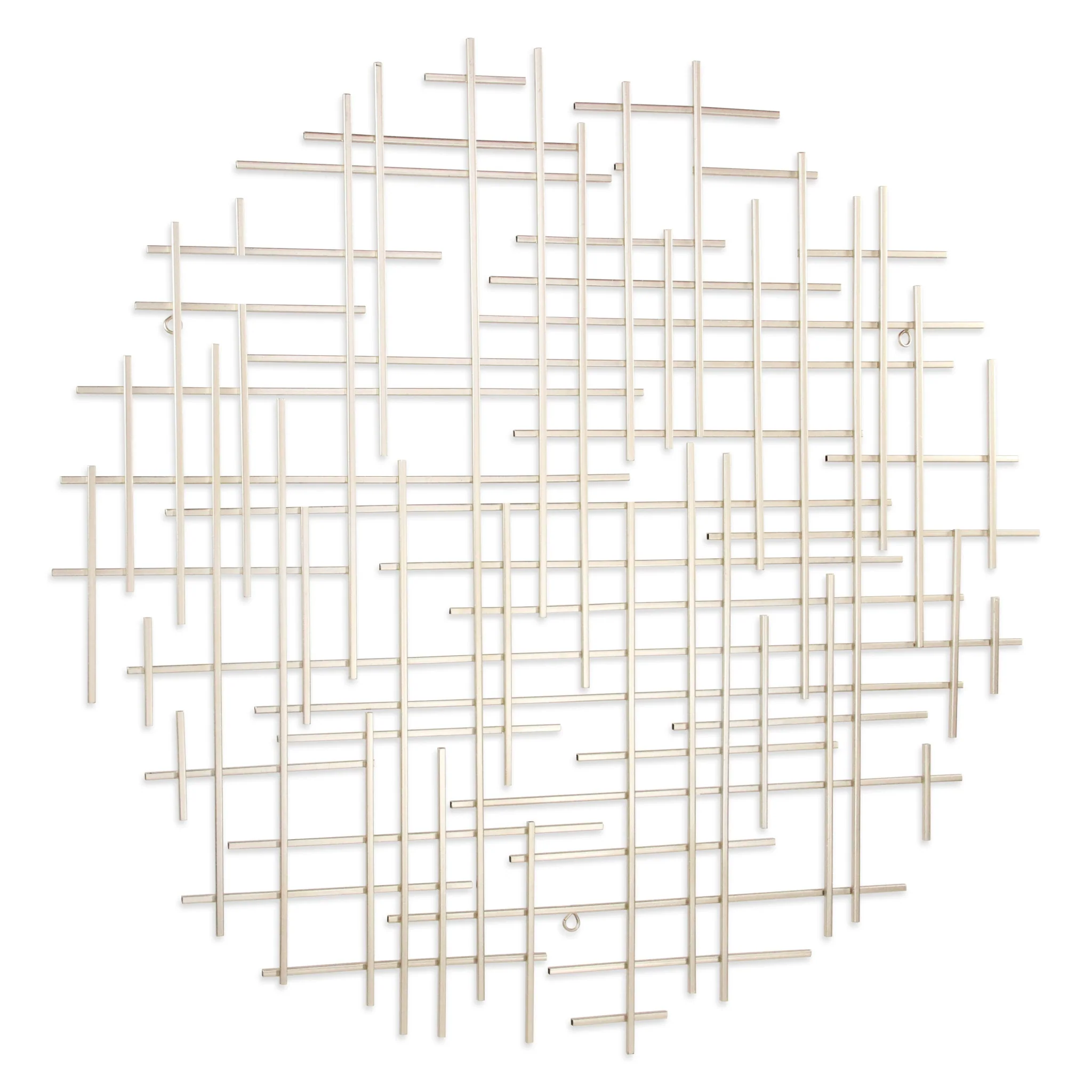 Silver Metal Abstract Lines Round Hanging Dimensional Sculpture By Homeroots - Image 2
