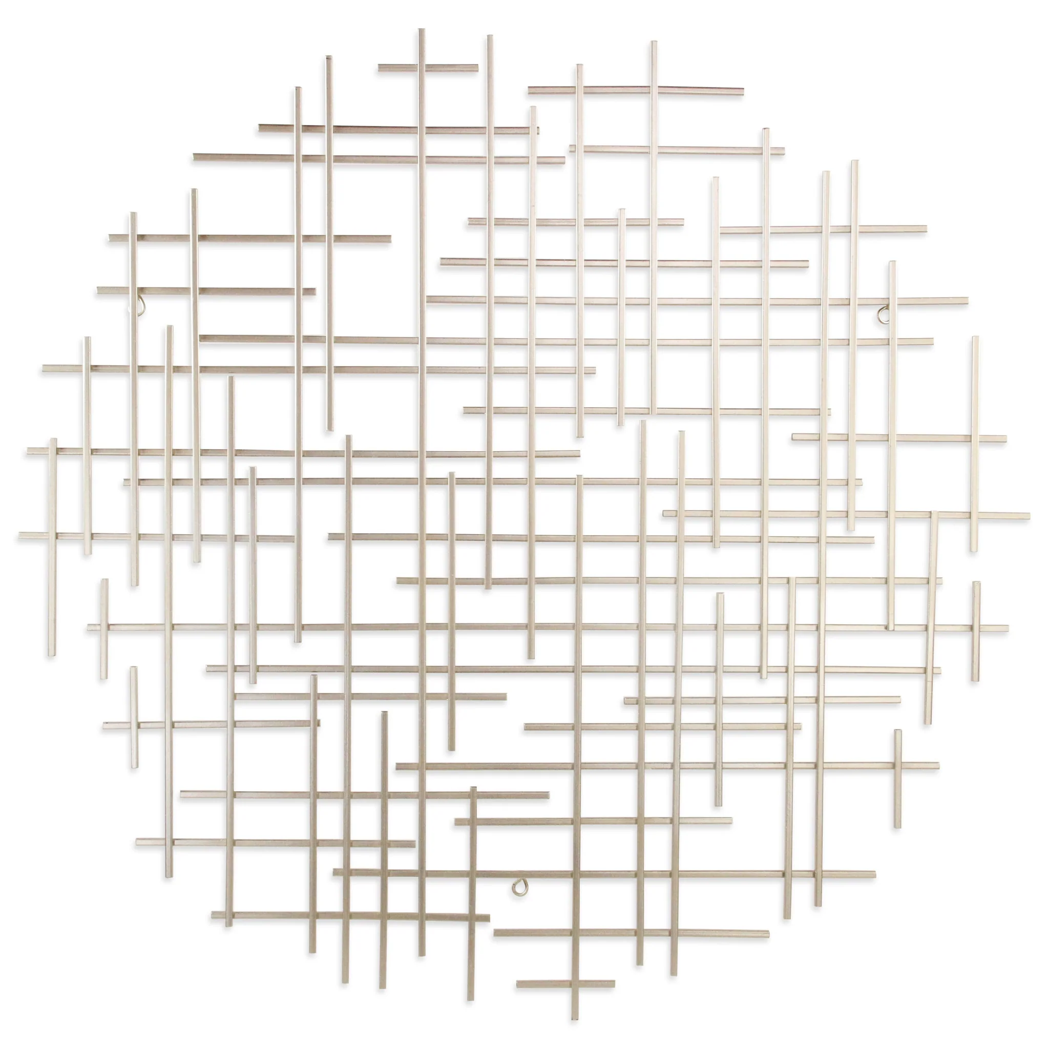 Silver Metal Abstract Lines Round Hanging Dimensional Sculpture By Homeroots - Image 3