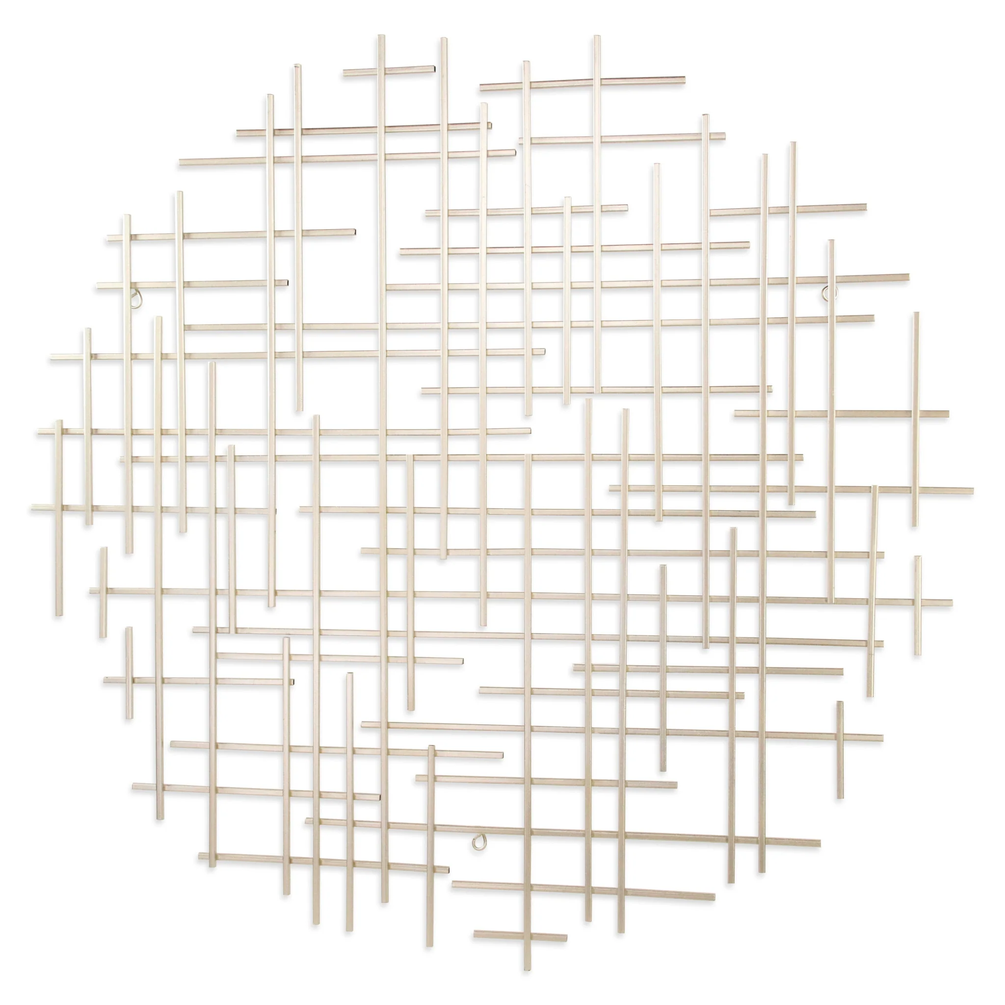 Silver Metal Abstract Lines Round Hanging Dimensional Sculpture By Homeroots - Image 4