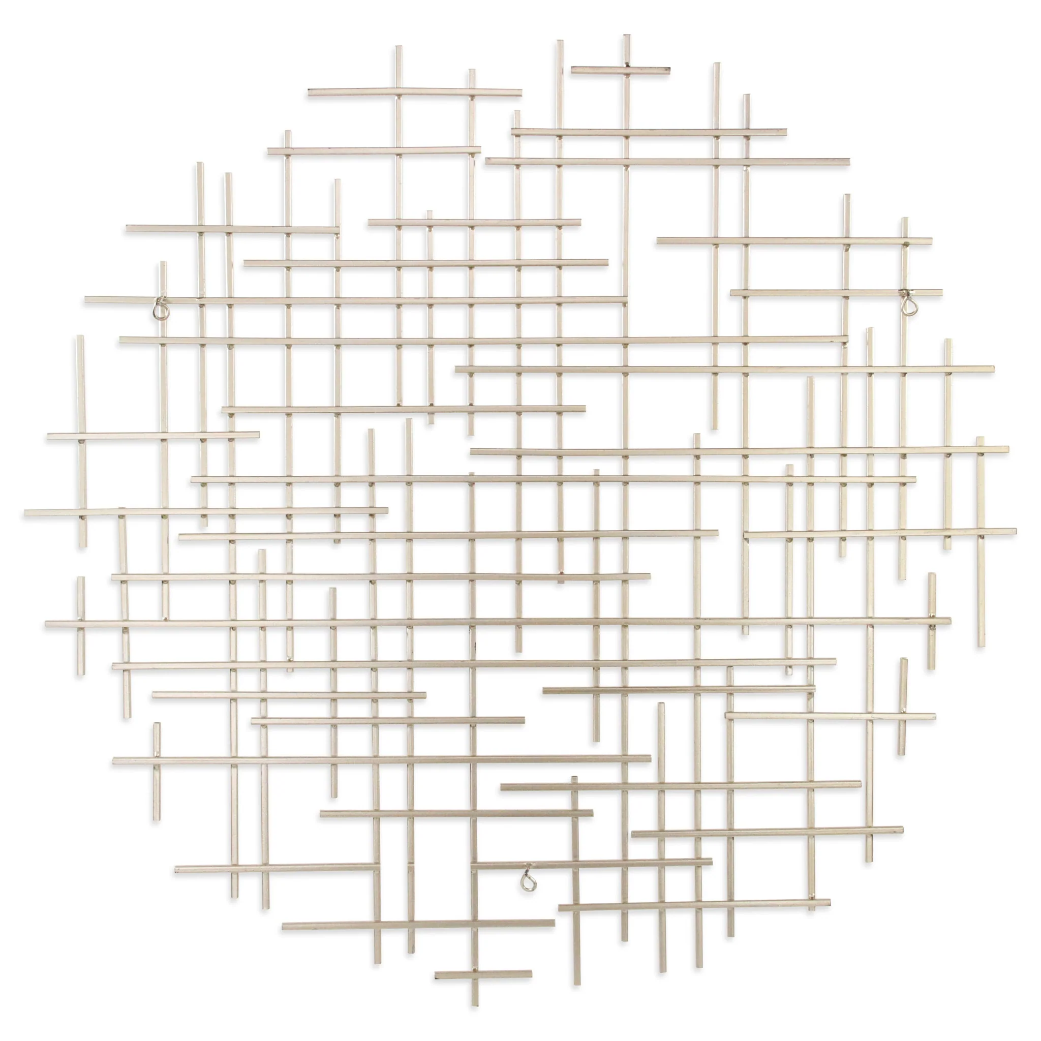 Silver Metal Abstract Lines Round Hanging Dimensional Sculpture By Homeroots - Image 5