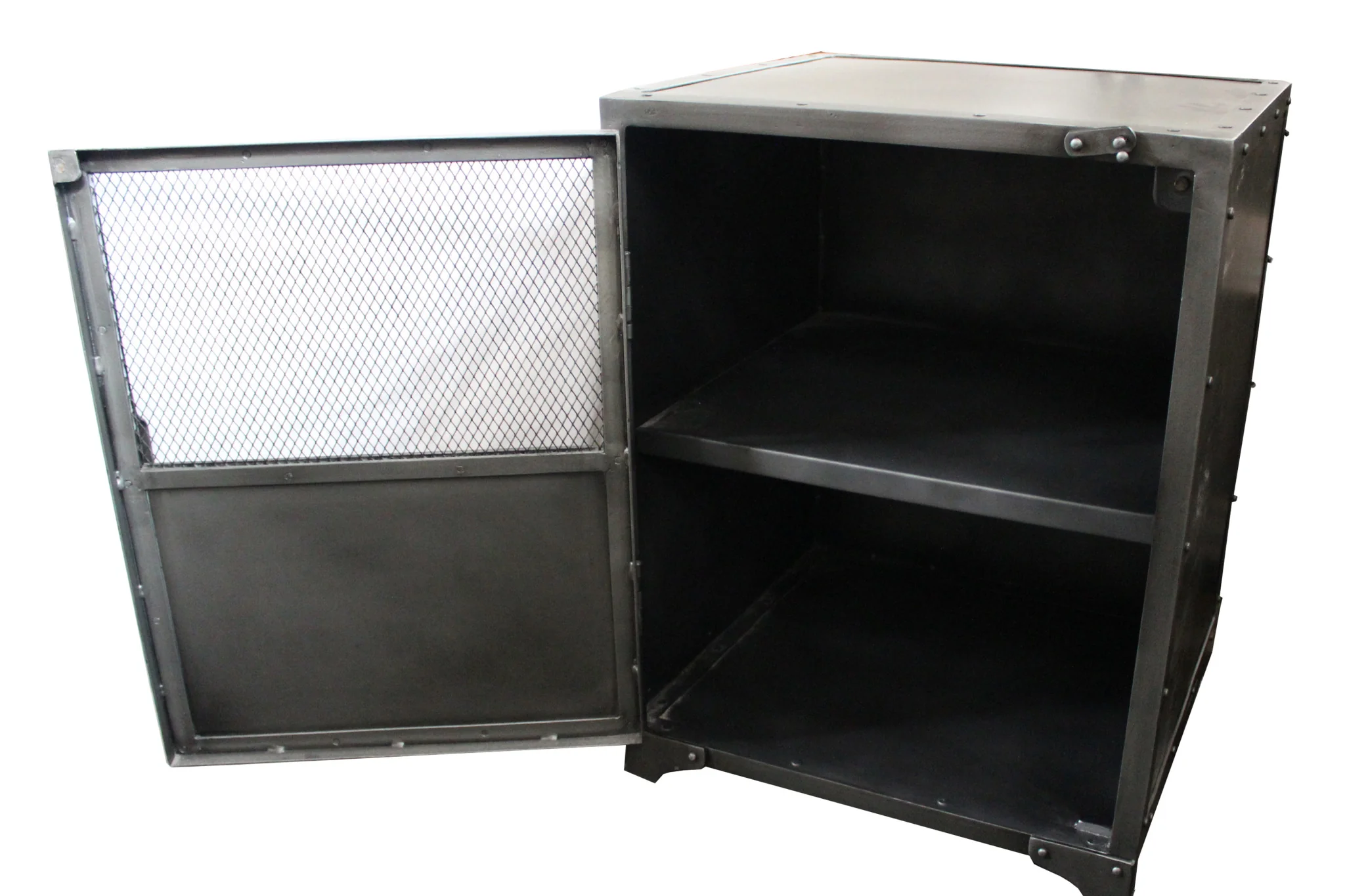 Silver Metal Accent Cabinet With Two Shelves By Homeroots - Image 3