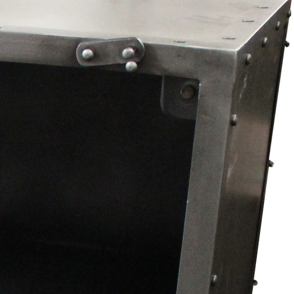 Silver Metal Accent Cabinet With Two Shelves By Homeroots - Image 4