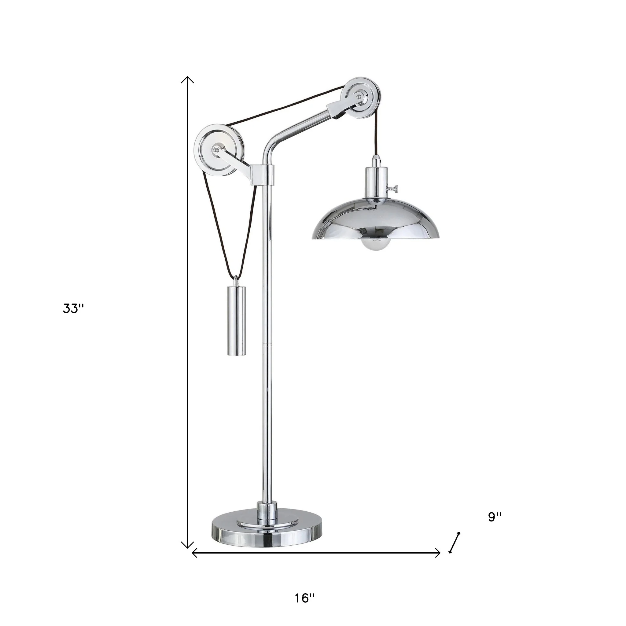 Silver Metal Adjustable Desk Table Lamp With Nickel Dome Shade By Homeroots - Image 5