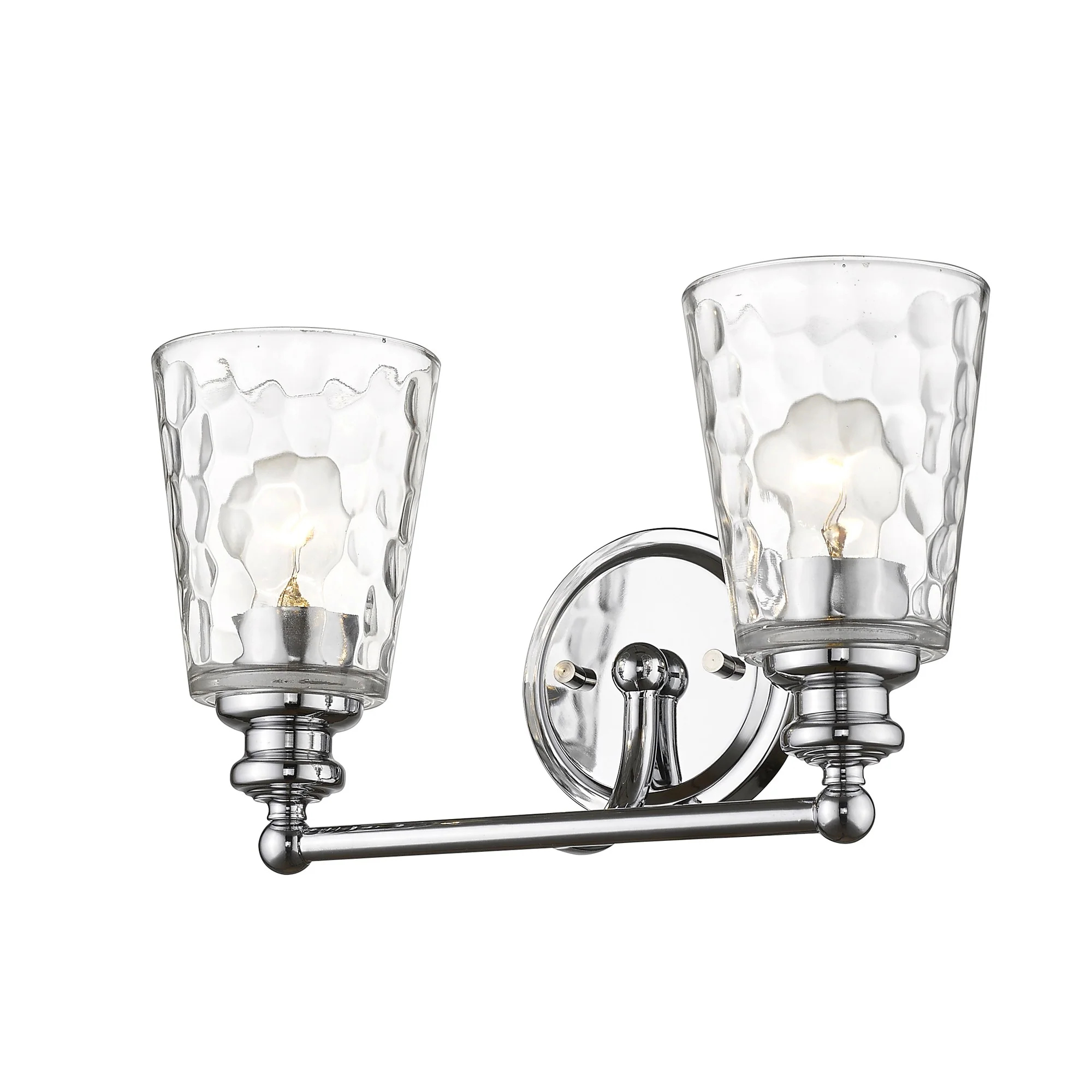 Silver Metal and Pebbled Glass Two Light Wall Light By Homeroots - Image 2