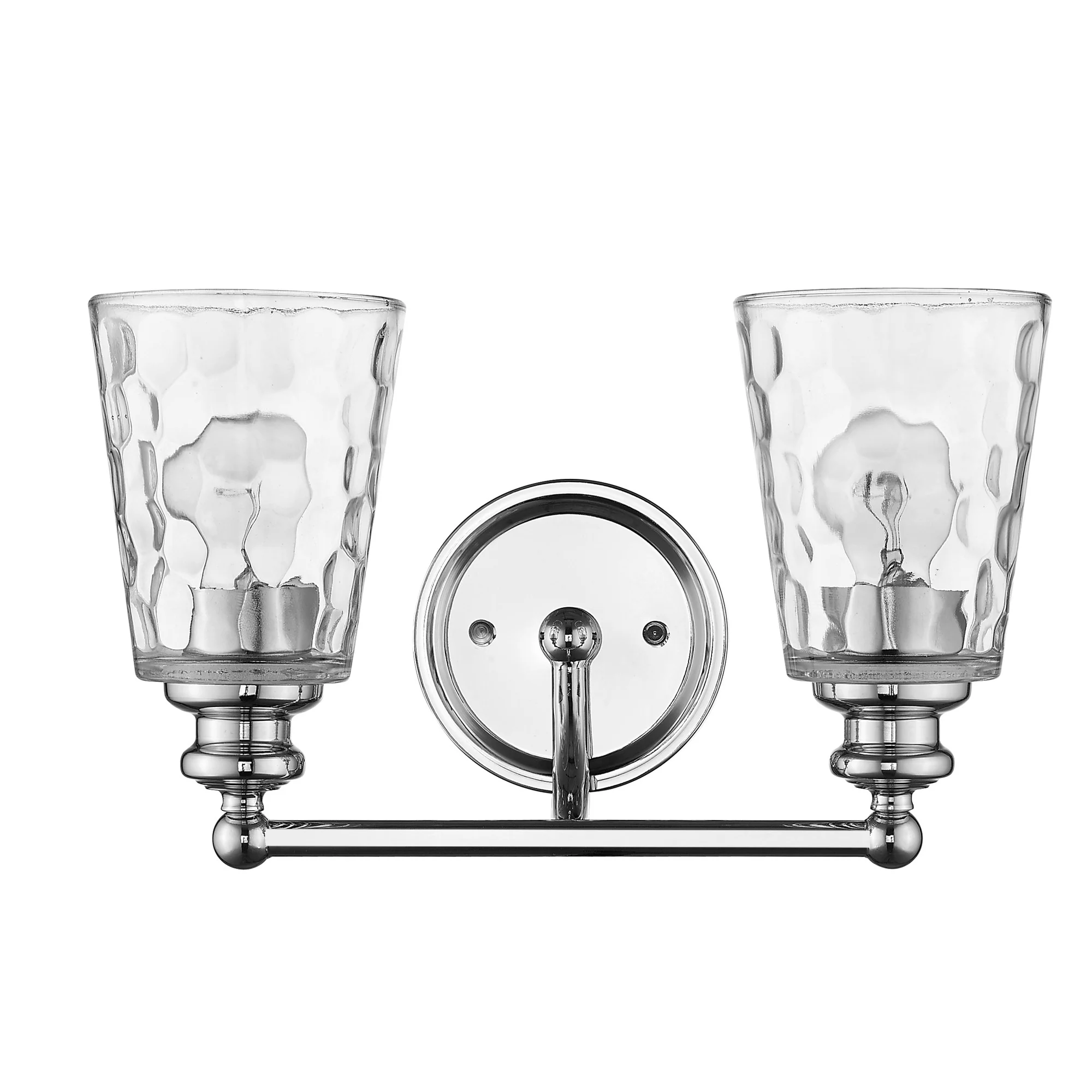 Silver Metal and Pebbled Glass Two Light Wall Light By Homeroots - Image 3