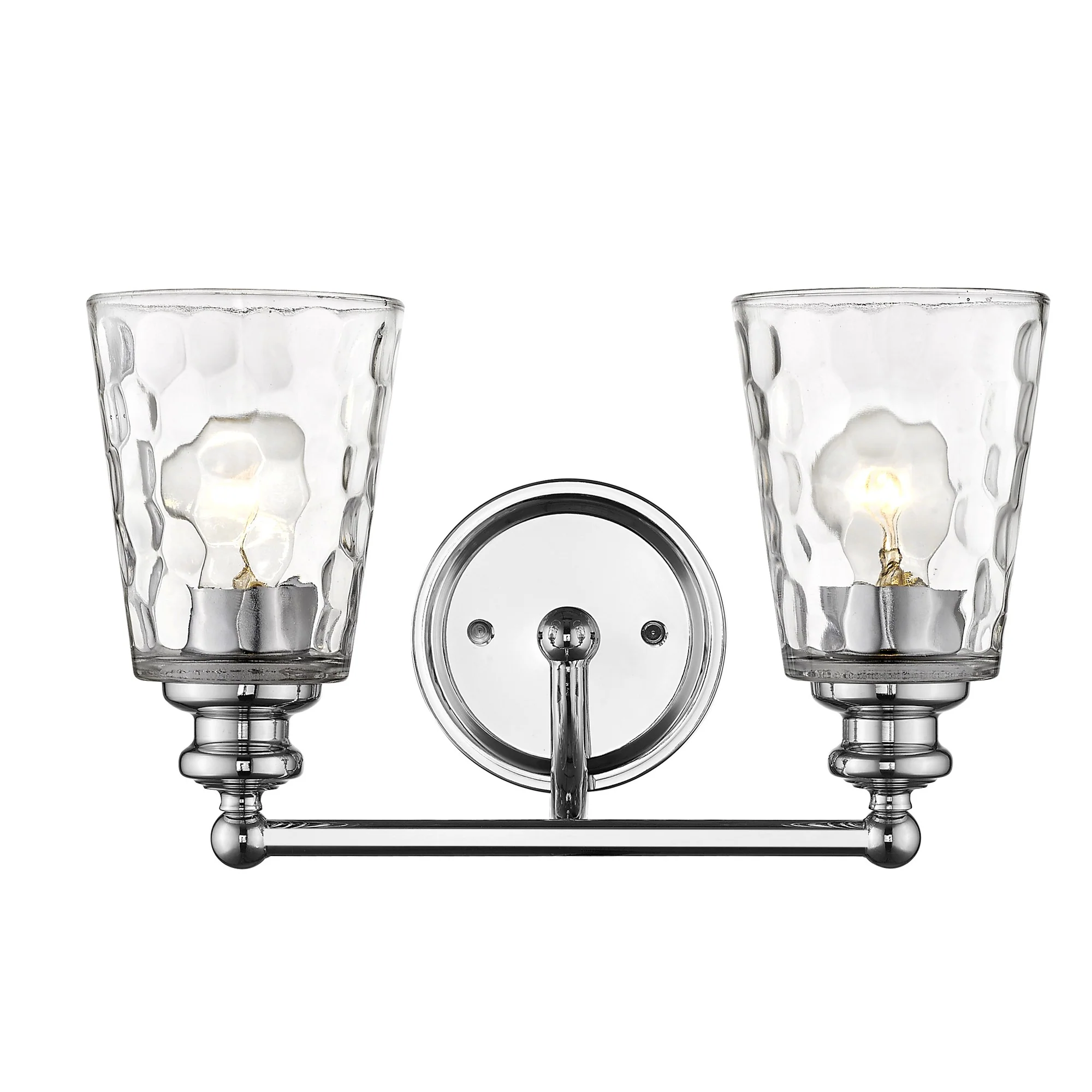 Silver Metal and Pebbled Glass Two Light Wall Light By Homeroots - Image 4