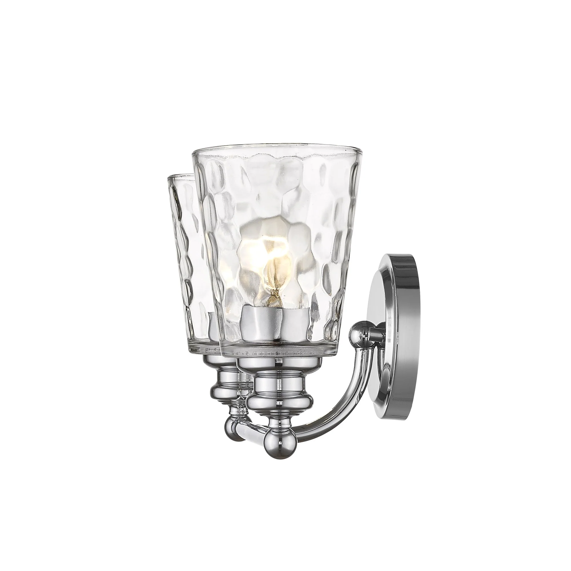 Silver Metal and Pebbled Glass Two Light Wall Light By Homeroots - Image 5