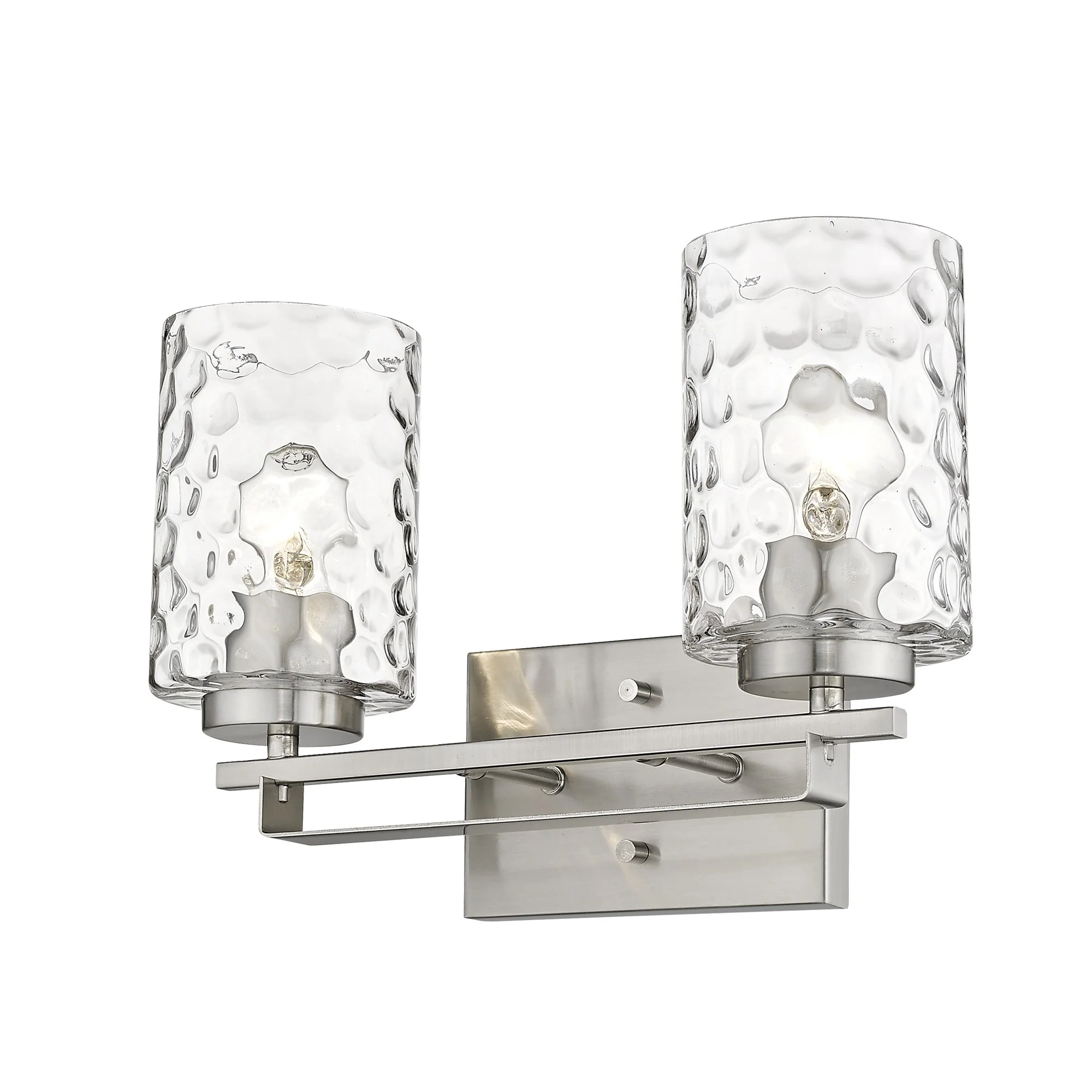 Silver Metal and Pebbled Glass Two Light Wall Sconce By Homeroots - Image 2