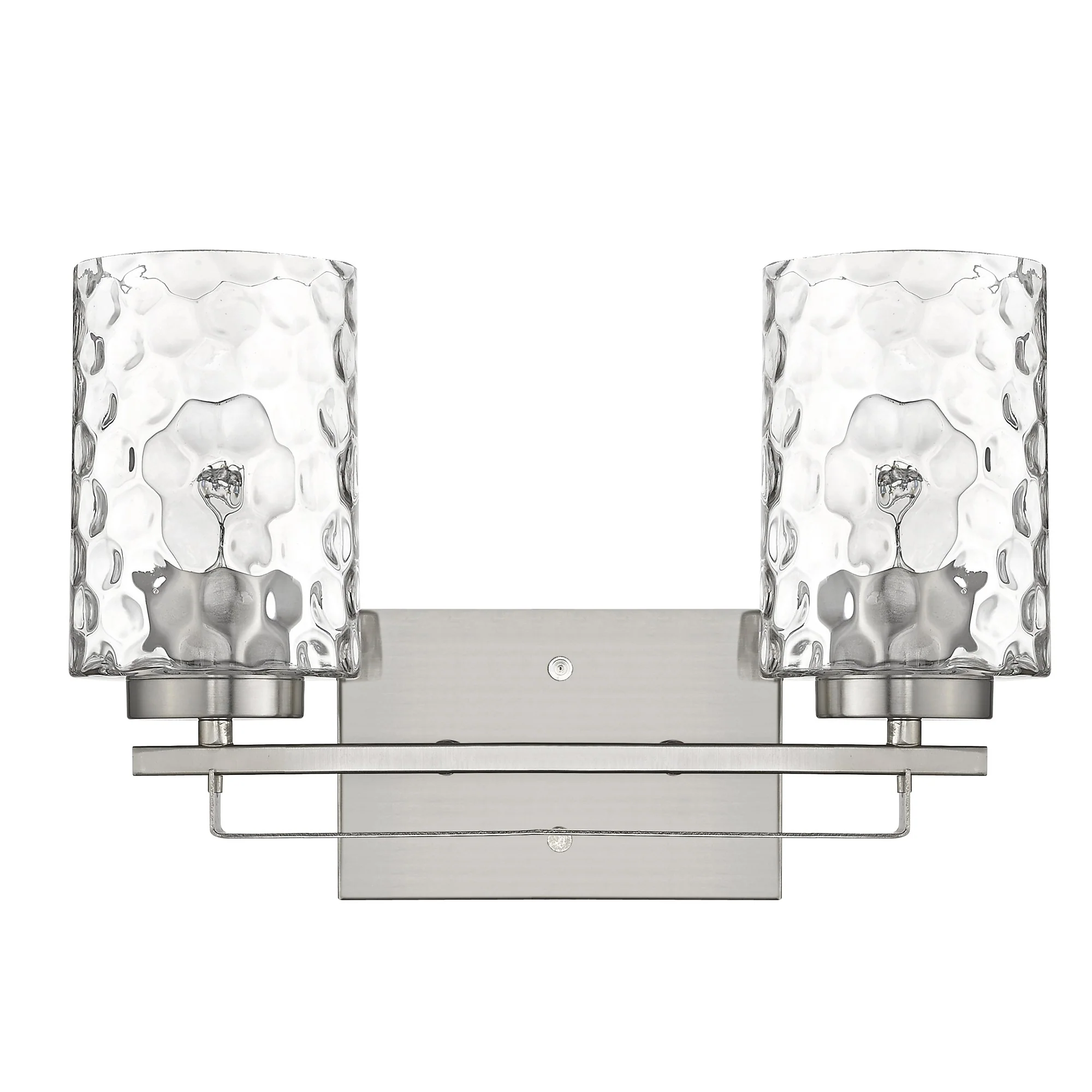 Silver Metal and Pebbled Glass Two Light Wall Sconce By Homeroots - Image 3