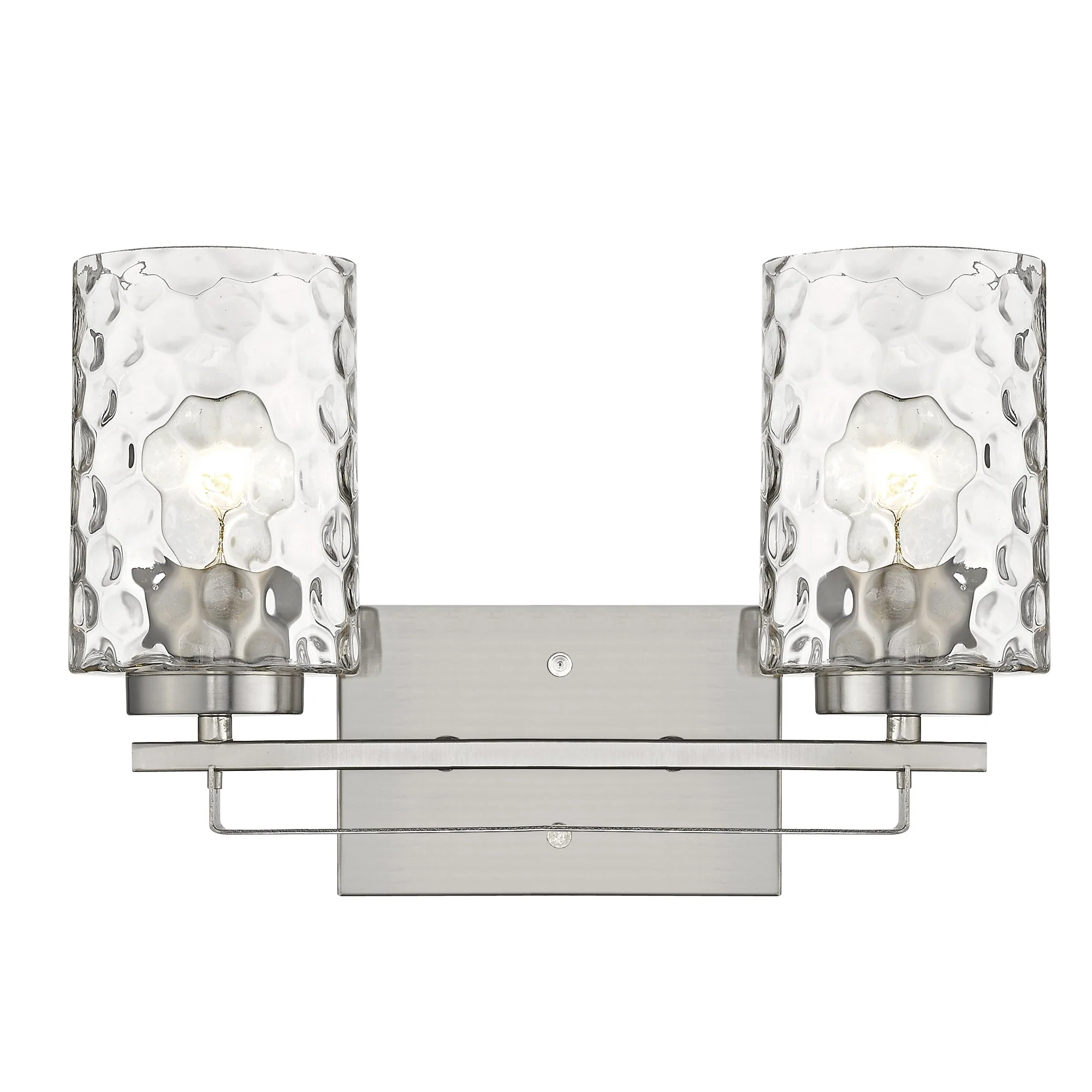 Silver Metal and Pebbled Glass Two Light Wall Sconce By Homeroots - Image 4