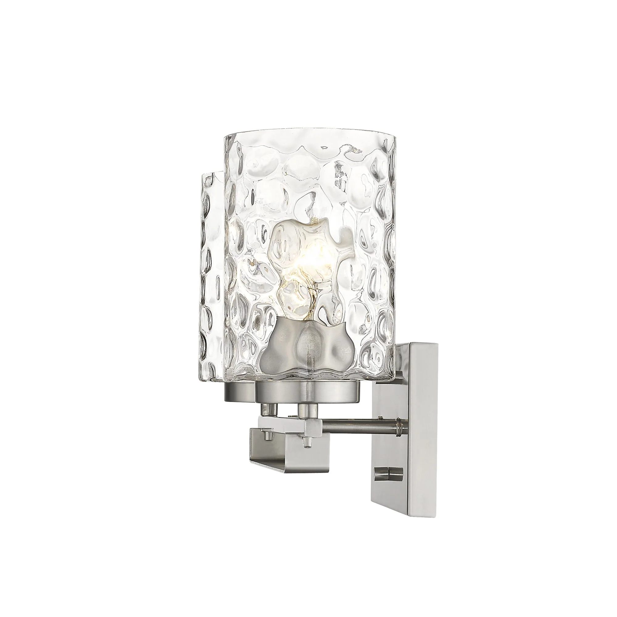 Silver Metal and Pebbled Glass Two Light Wall Sconce By Homeroots - Image 5