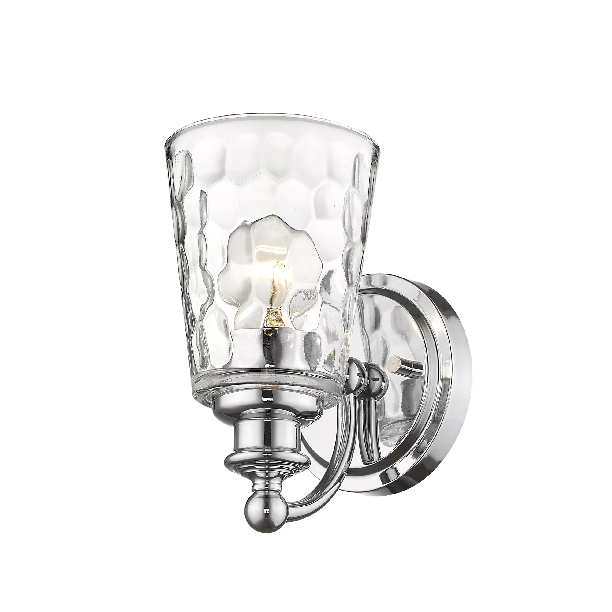 Silver Metal and Pebbled Glass Wall Light By Homeroots - Image 2