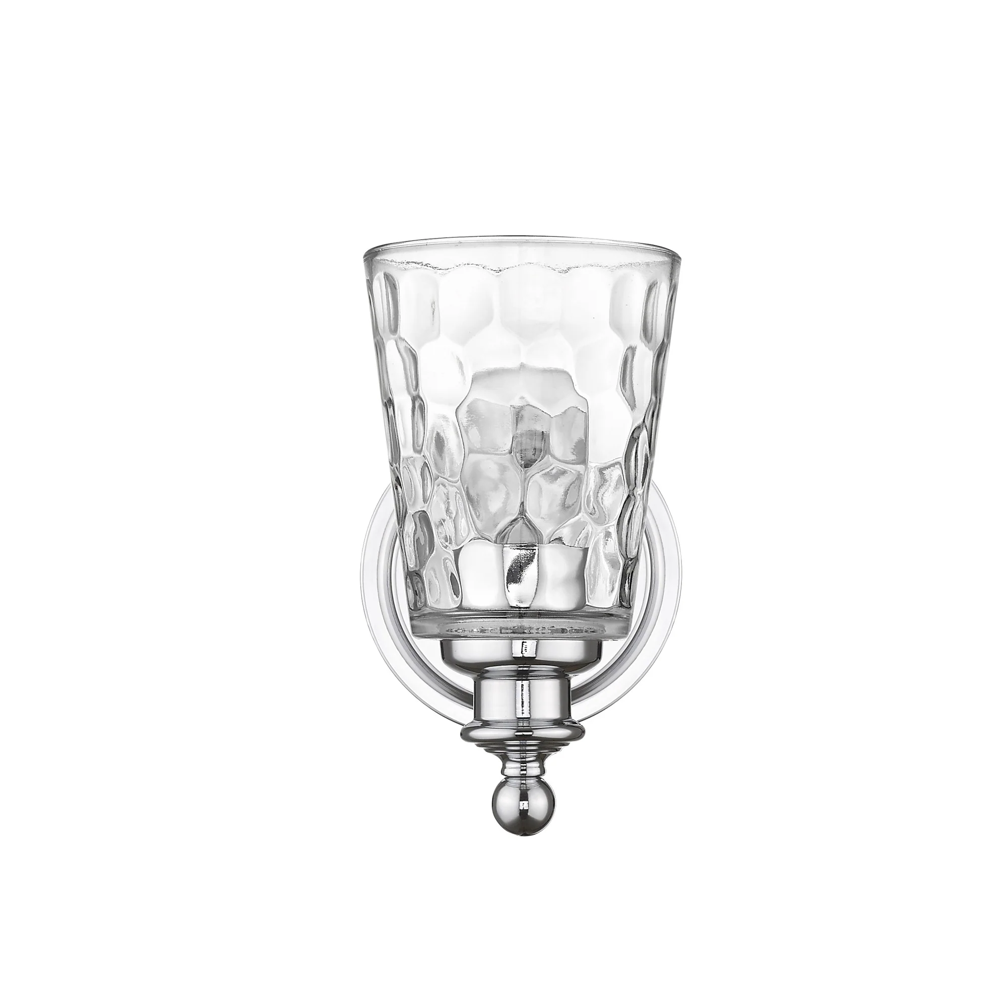 Silver Metal and Pebbled Glass Wall Light By Homeroots - Image 3