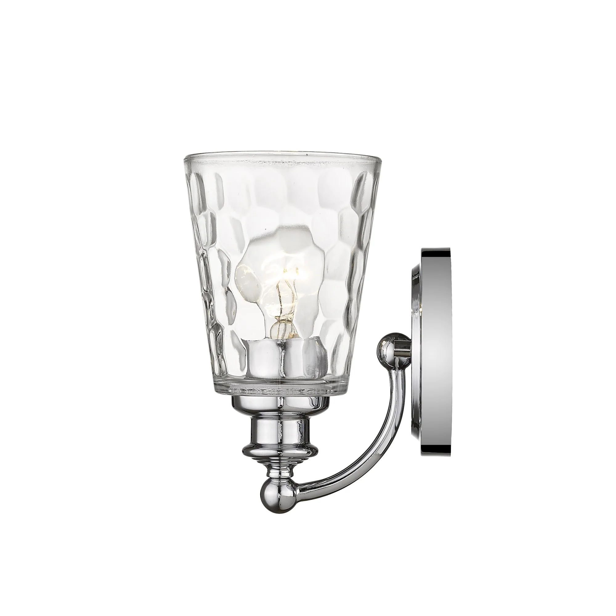 Silver Metal and Pebbled Glass Wall Light By Homeroots - Image 5