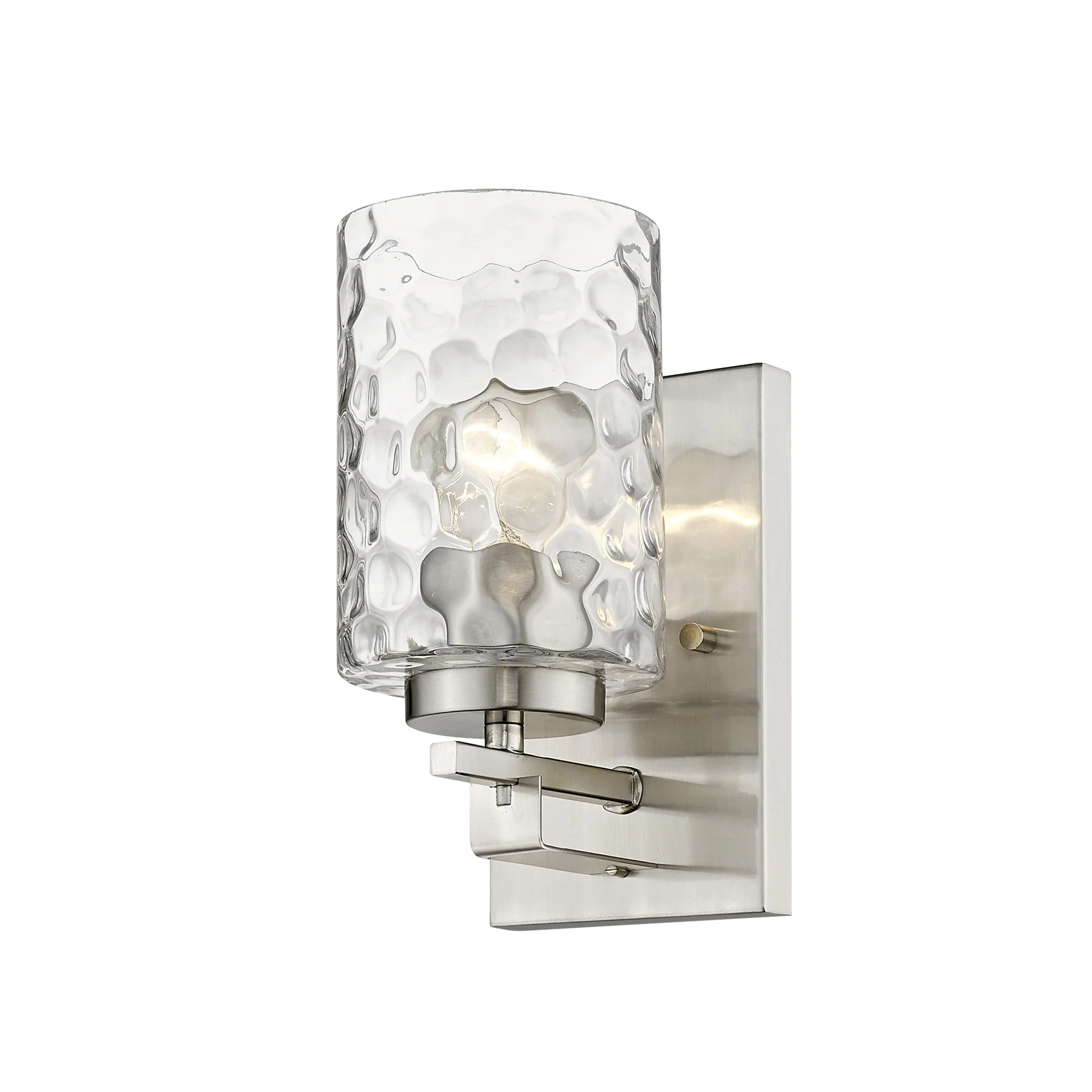 Silver Metal and Pebbled Glass Wall Sconce By Homeroots - Image 2