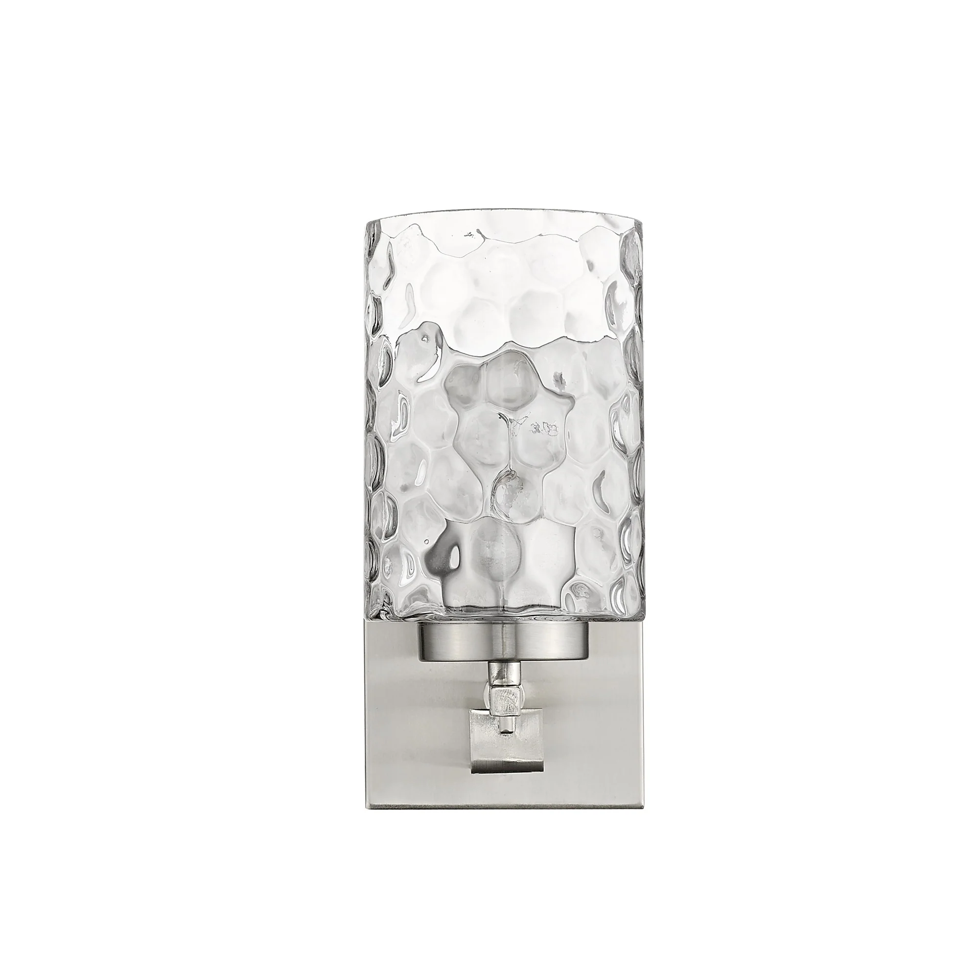 Silver Metal and Pebbled Glass Wall Sconce By Homeroots - Image 3