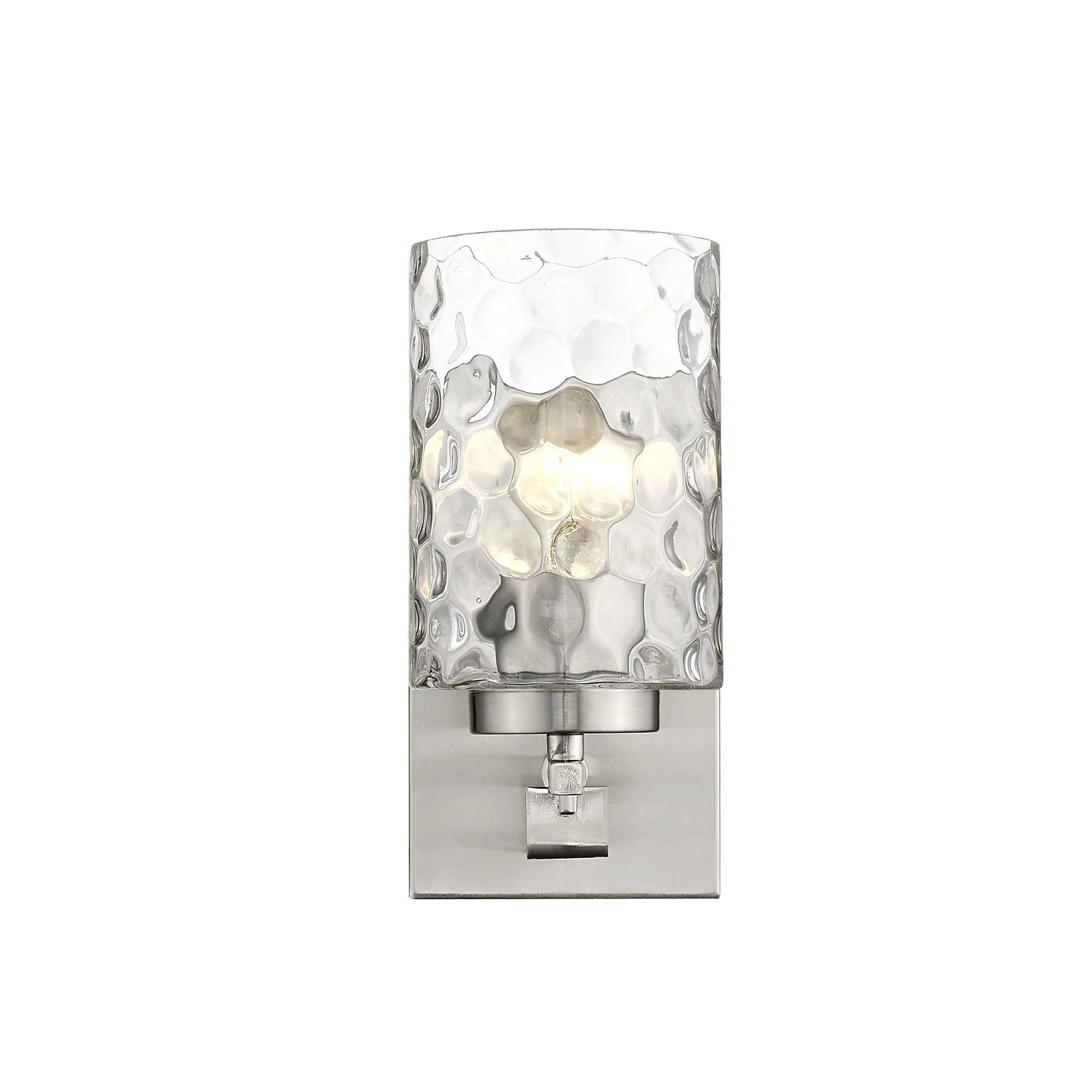 Silver Metal and Pebbled Glass Wall Sconce By Homeroots - Image 4