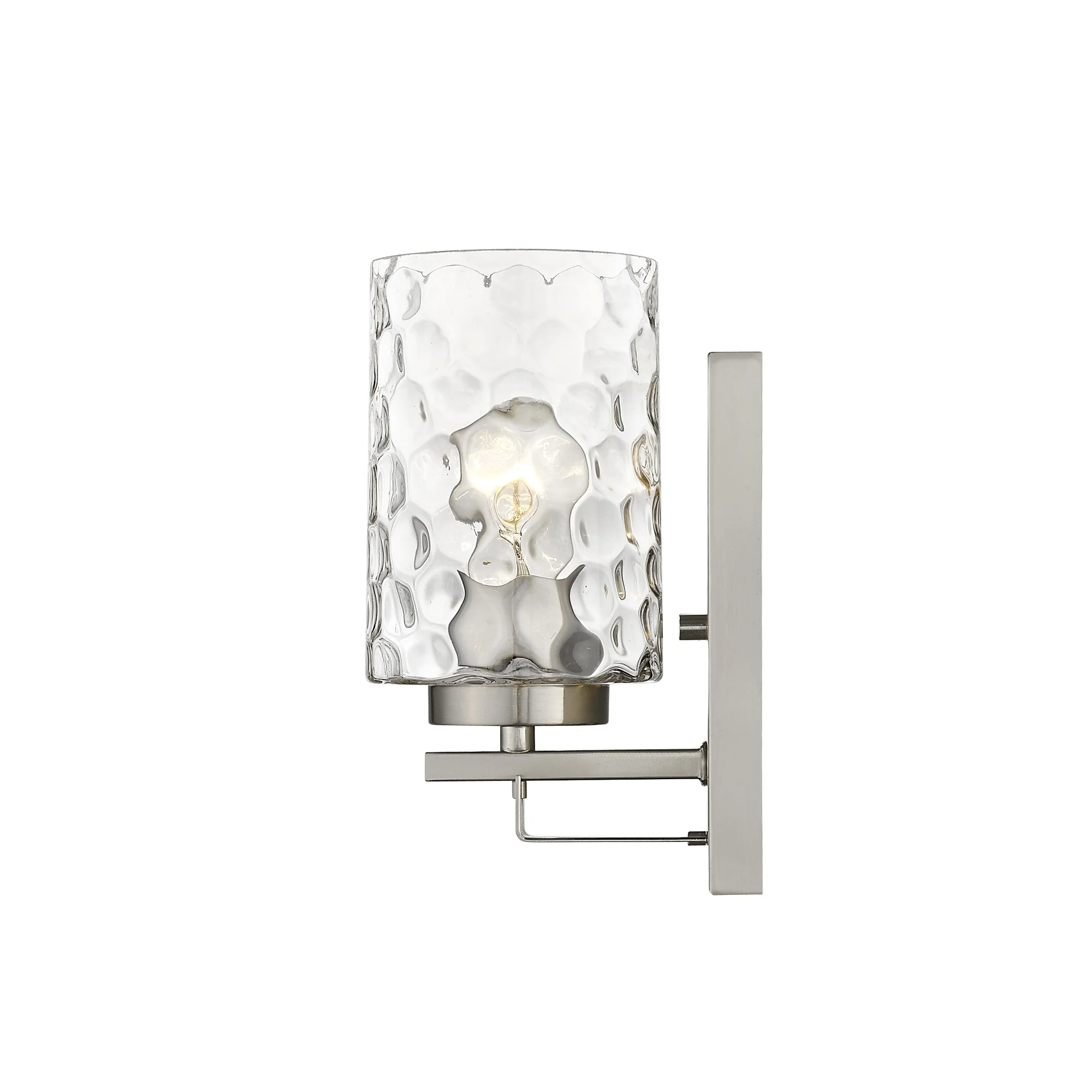 Silver Metal and Pebbled Glass Wall Sconce By Homeroots - Image 5