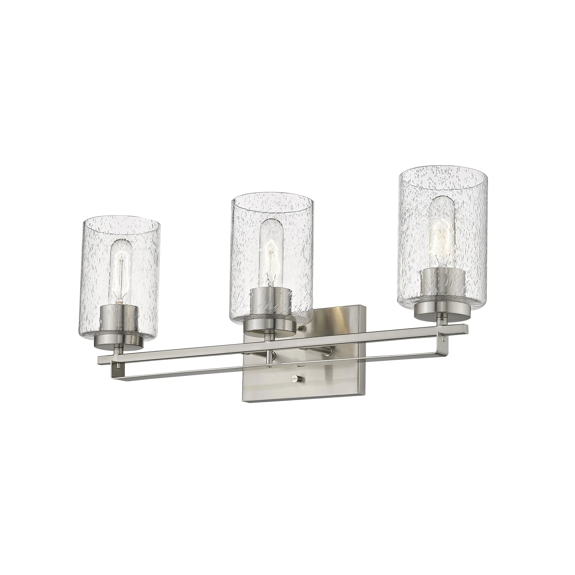 Silver Metal and Textured Glass Three Light Wall Sconce By Homeroots - Image 2
