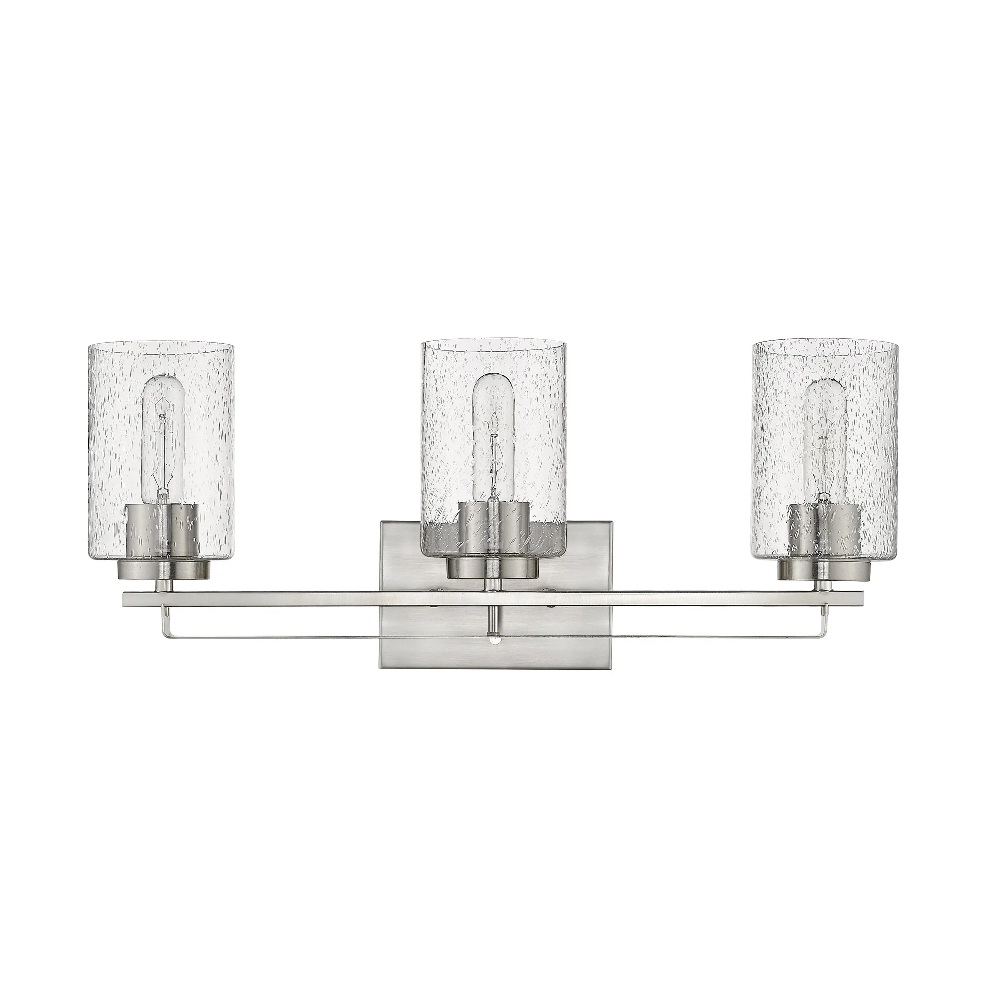 Silver Metal and Textured Glass Three Light Wall Sconce By Homeroots - Image 3