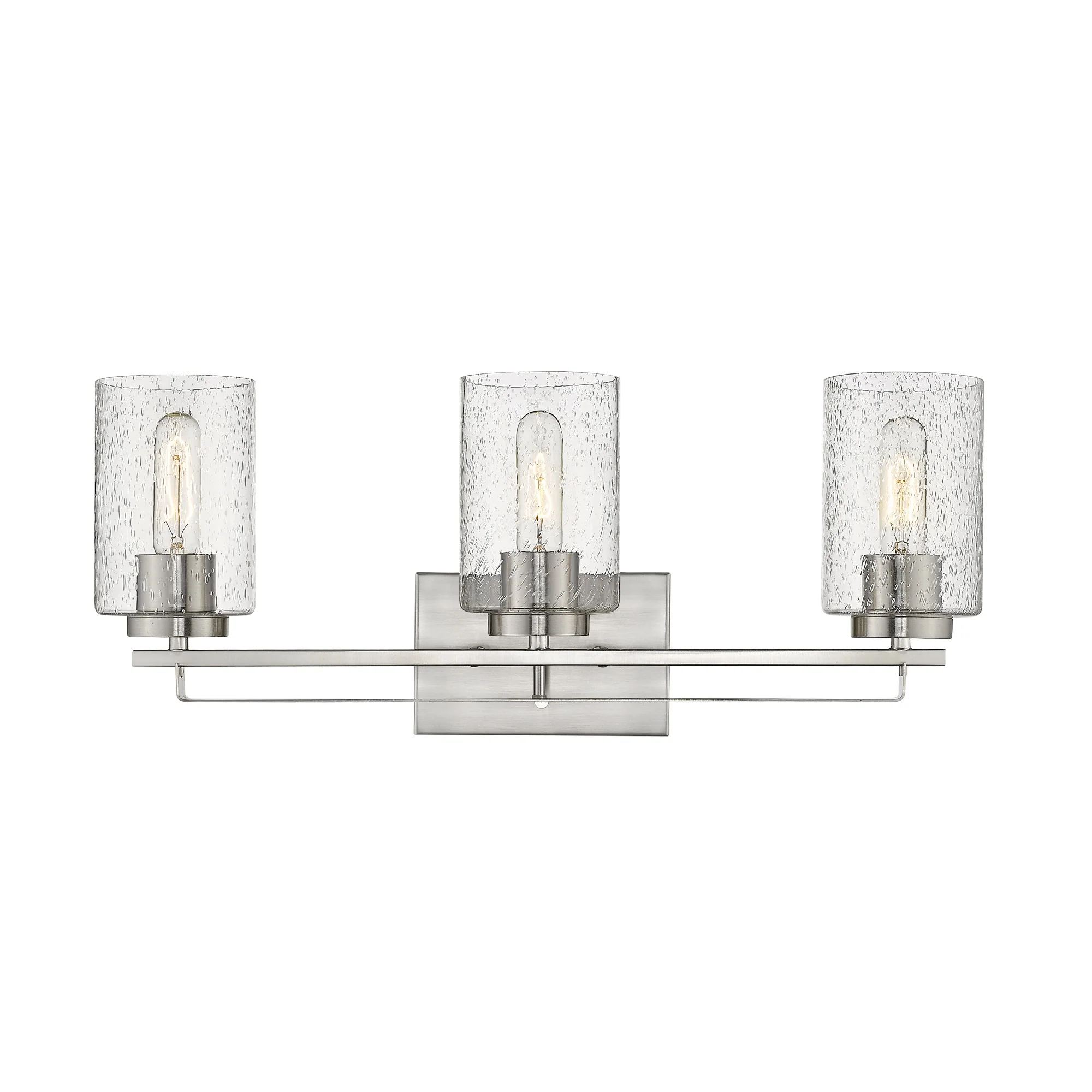 Silver Metal and Textured Glass Three Light Wall Sconce By Homeroots - Image 4