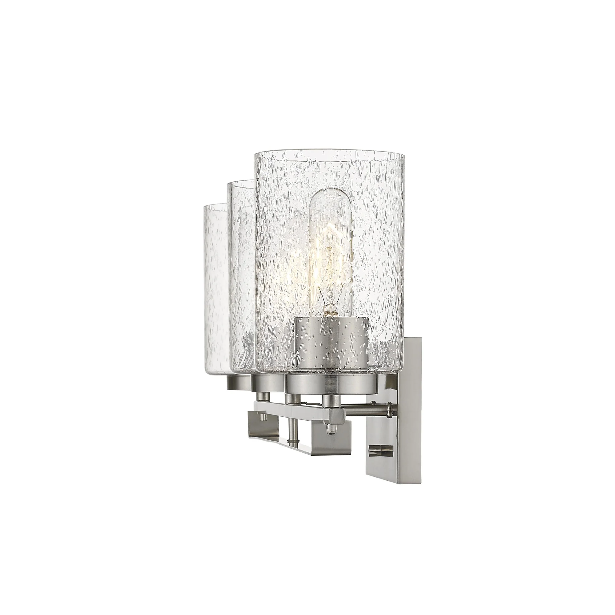Silver Metal and Textured Glass Three Light Wall Sconce By Homeroots - Image 5