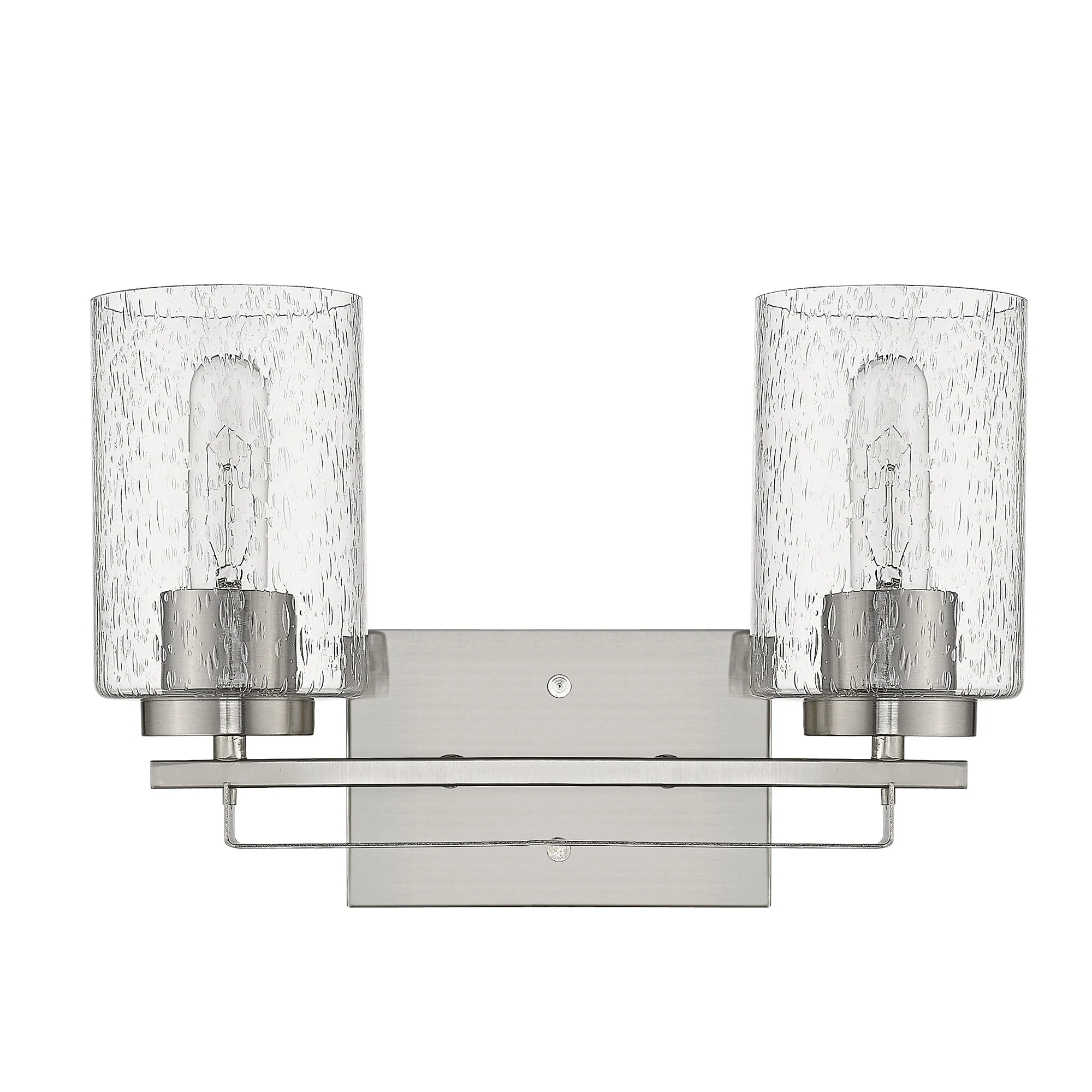 Silver Metal and Textured Glass Two Light Wall Sconce By Homeroots - Image 3