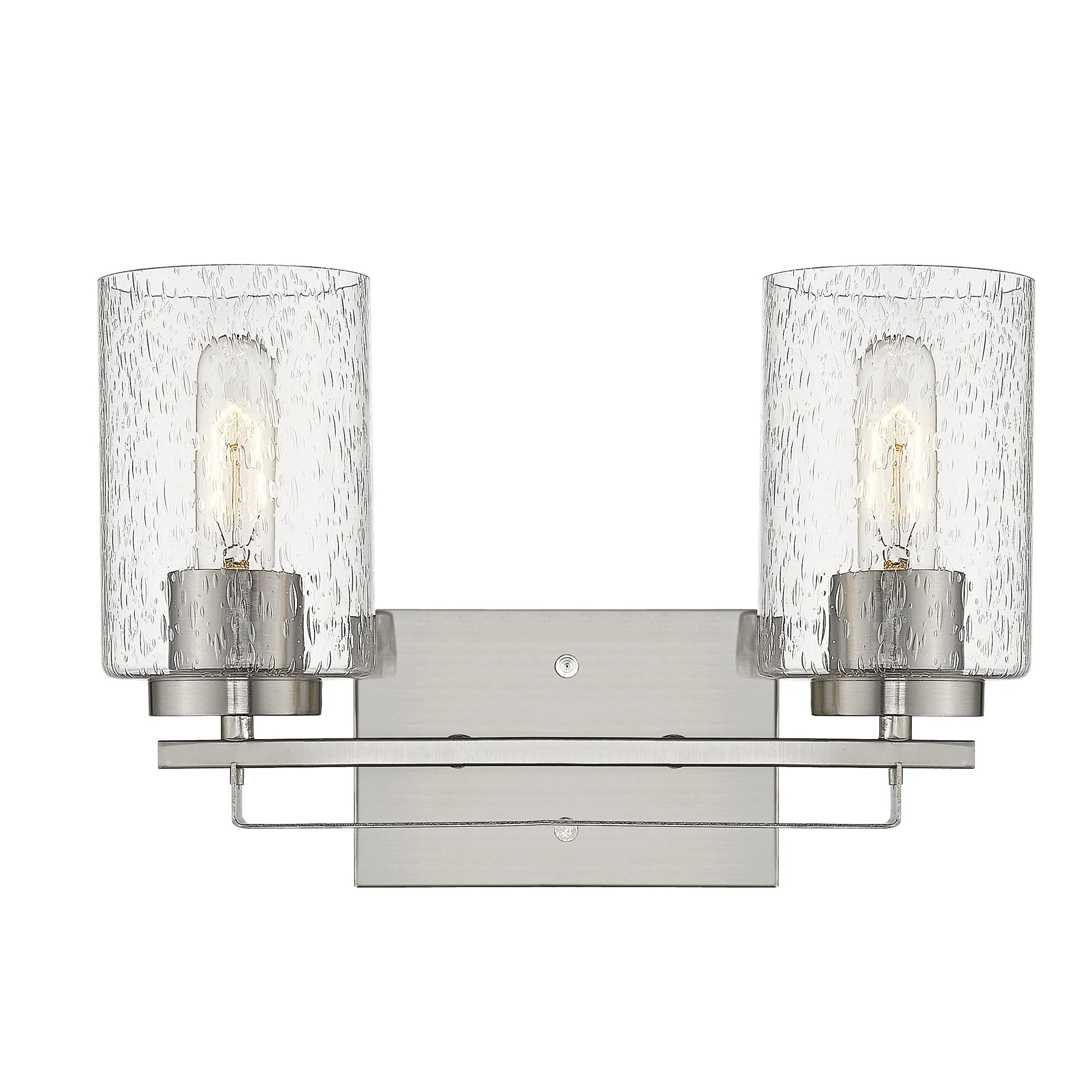 Silver Metal and Textured Glass Two Light Wall Sconce By Homeroots - Image 4