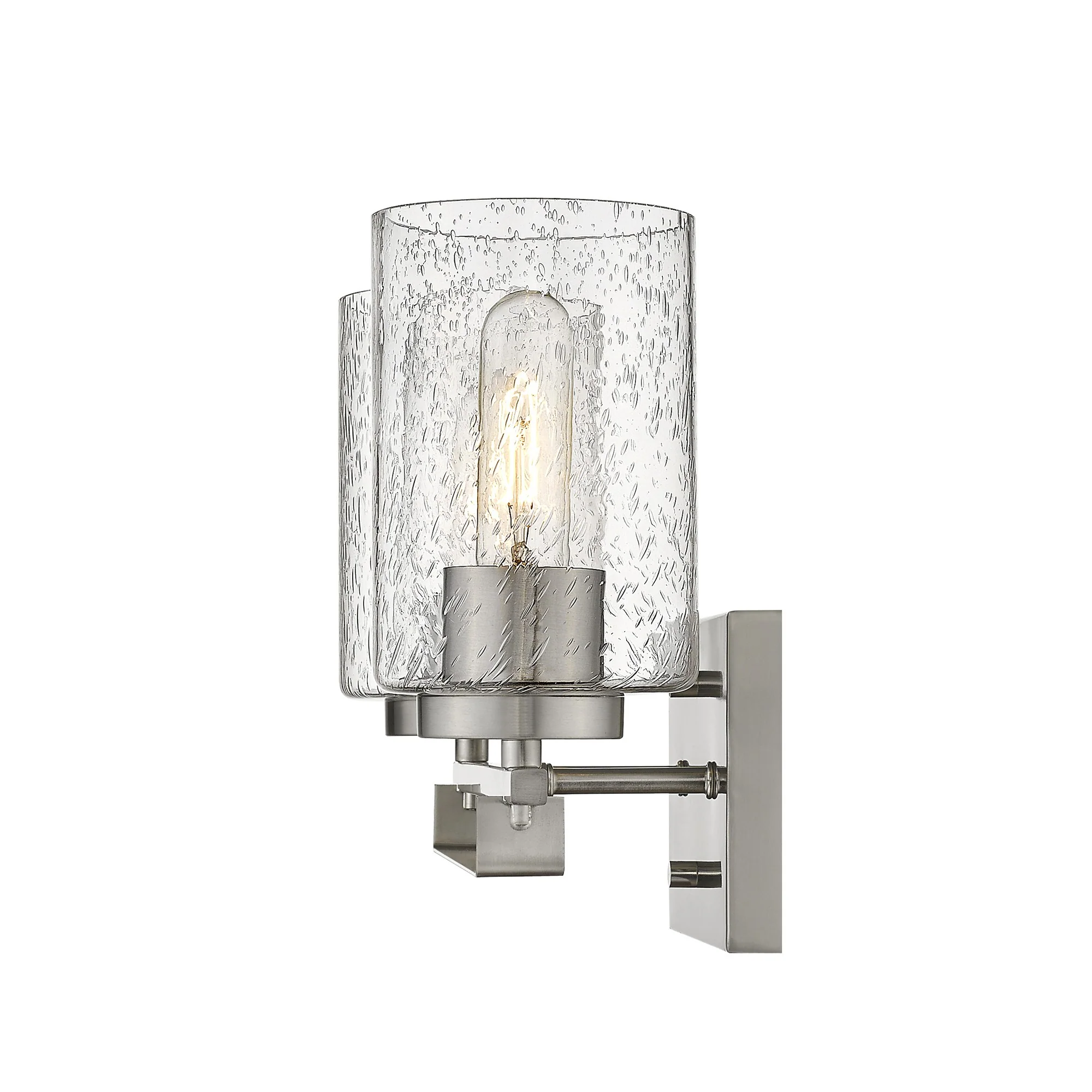 Silver Metal and Textured Glass Two Light Wall Sconce By Homeroots - Image 5