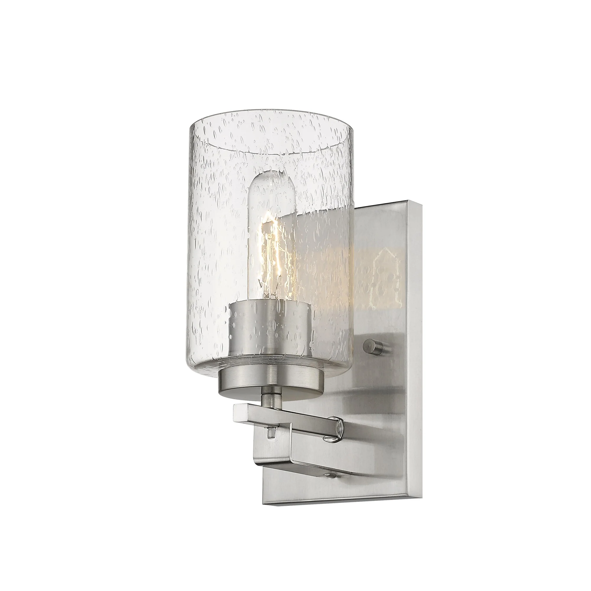 Silver Metal and Textured Glass Wall Sconce By Homeroots - Image 2