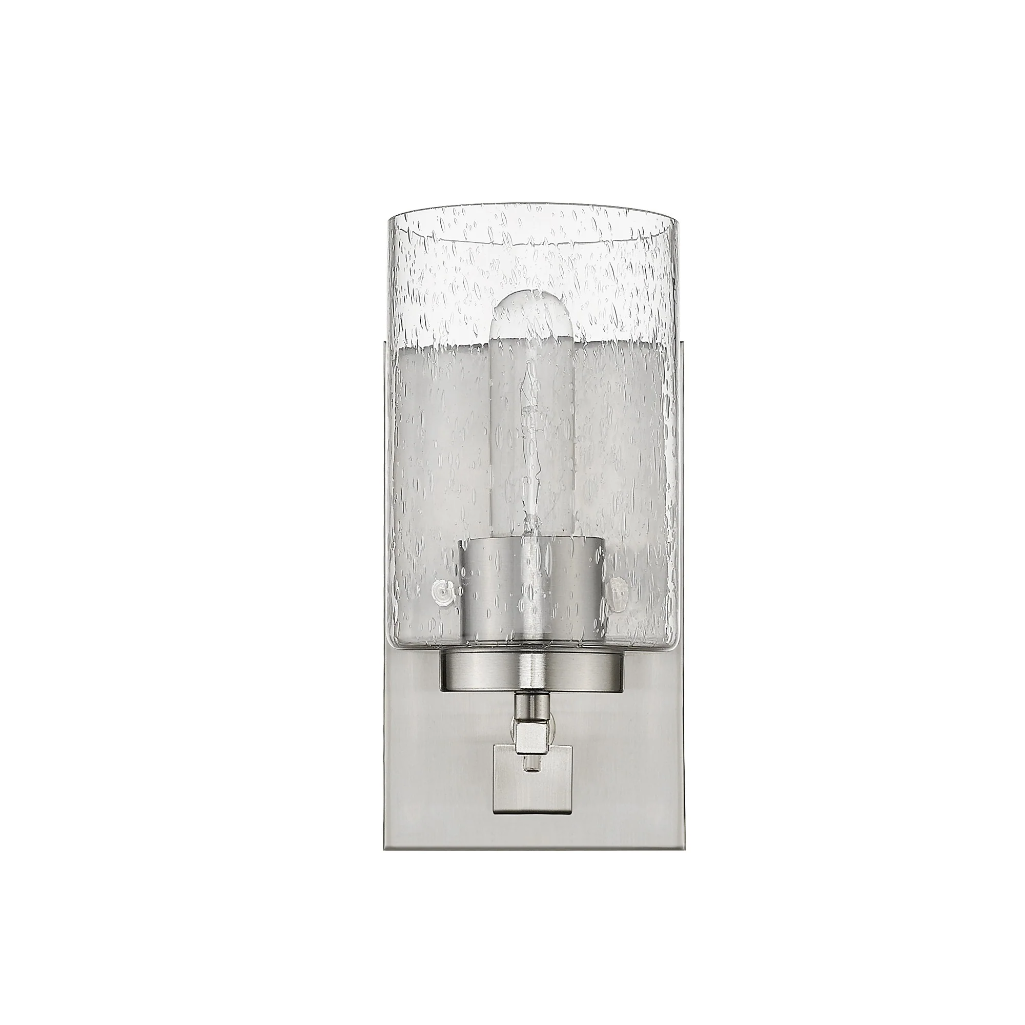 Silver Metal and Textured Glass Wall Sconce By Homeroots - Image 3