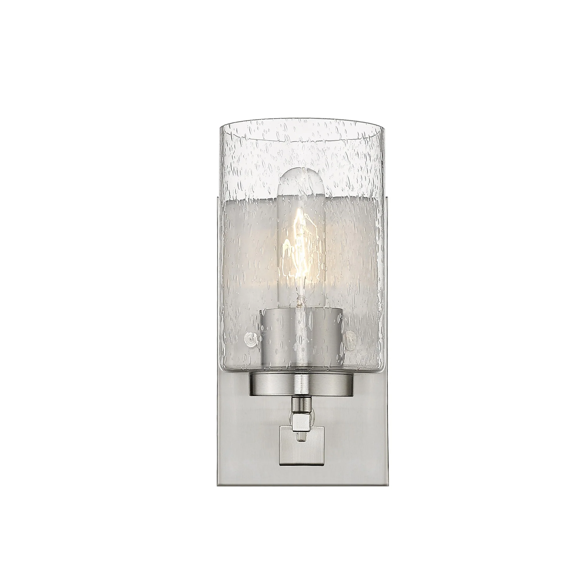 Silver Metal and Textured Glass Wall Sconce By Homeroots - Image 4