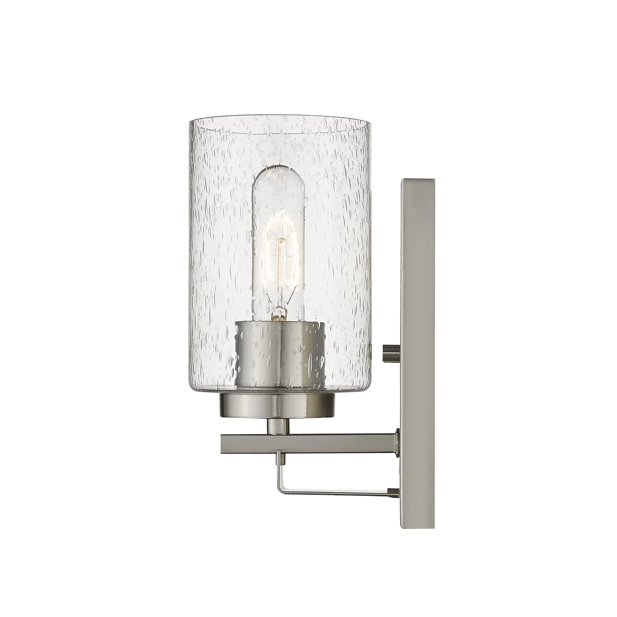 Silver Metal and Textured Glass Wall Sconce By Homeroots - Image 5