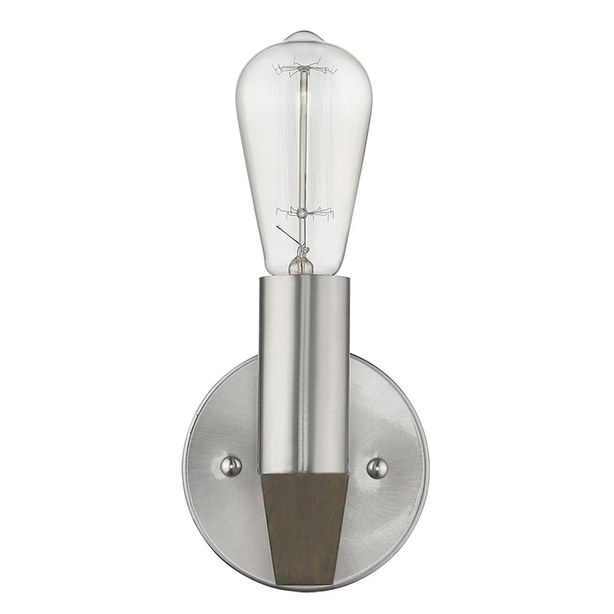 Silver Metal and Wood Wall Sconce By Homeroots - Image 3