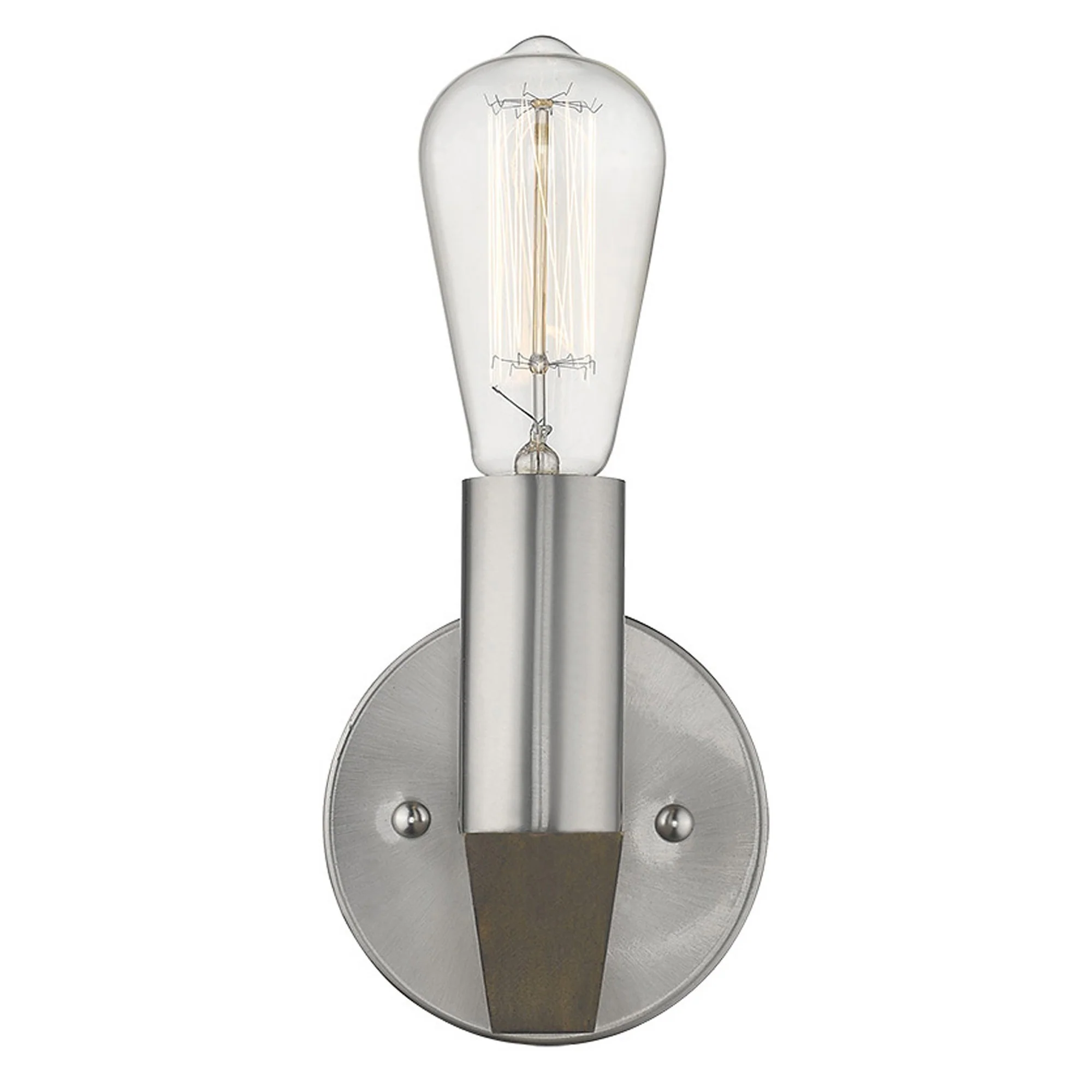 Silver Metal and Wood Wall Sconce By Homeroots - Image 4