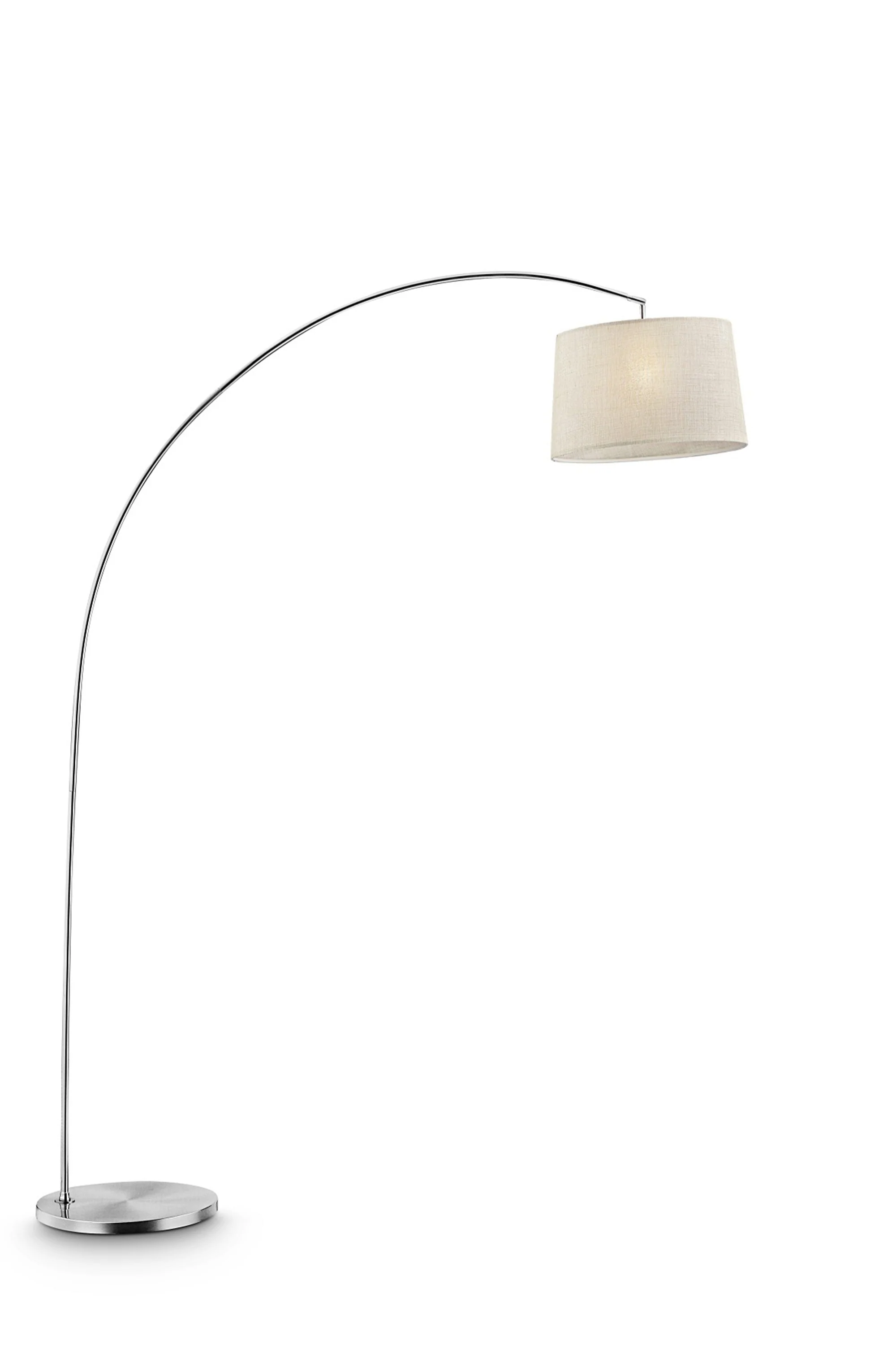 Silver Metal Arch Floor Lamp with Beige Fabric Shade By Homeroots - Image 2