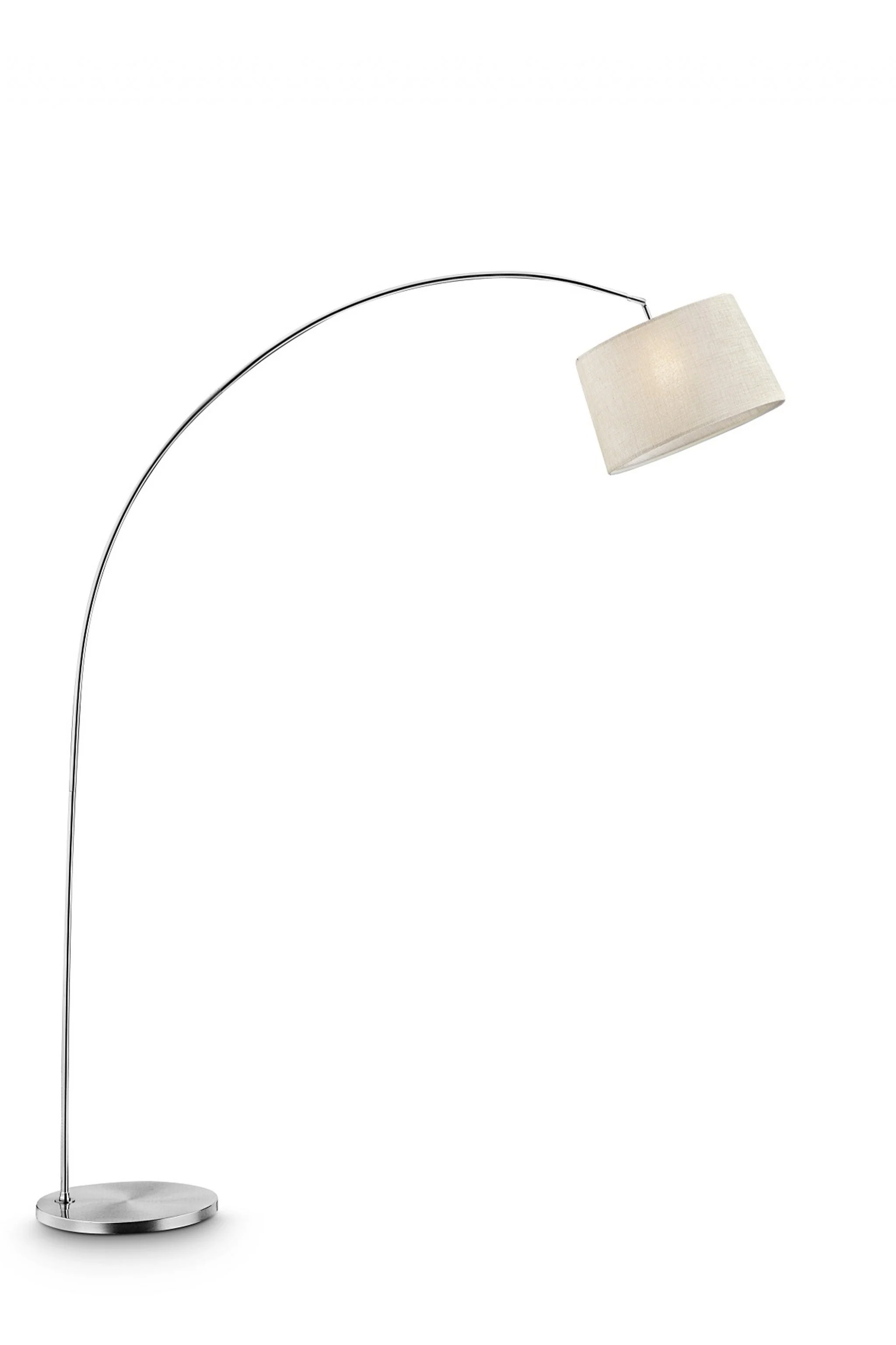 Silver Metal Arch Floor Lamp with Beige Fabric Shade By Homeroots - Image 3