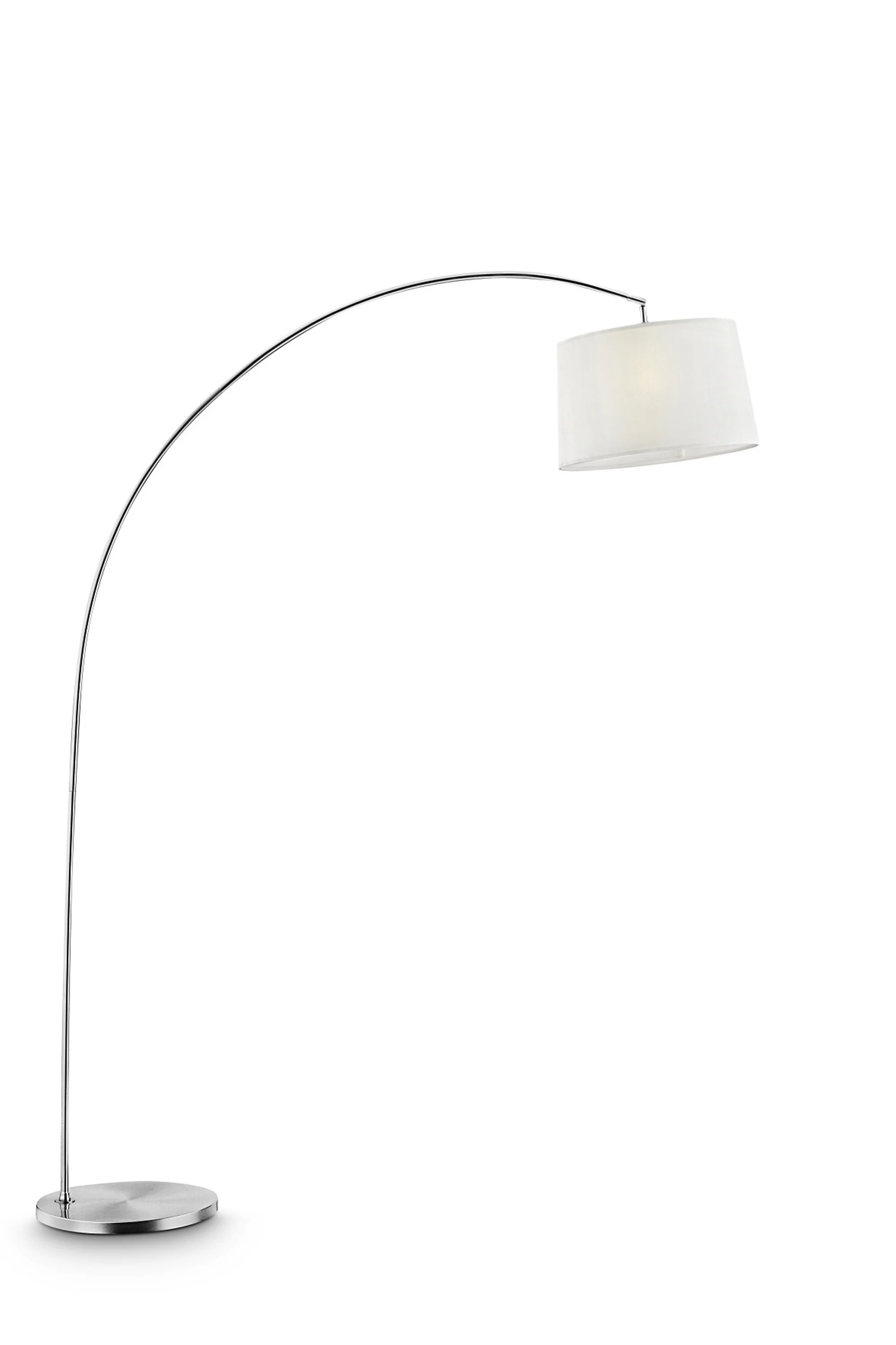 Silver Metal Arch Floor Lamp with White Fabric Shade By Homeroots - Image 2